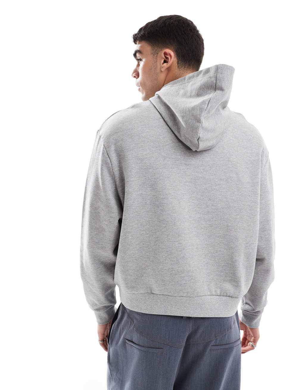 ASOS DESIGN oversized hoodie with logo chest print in heather gray Product Image