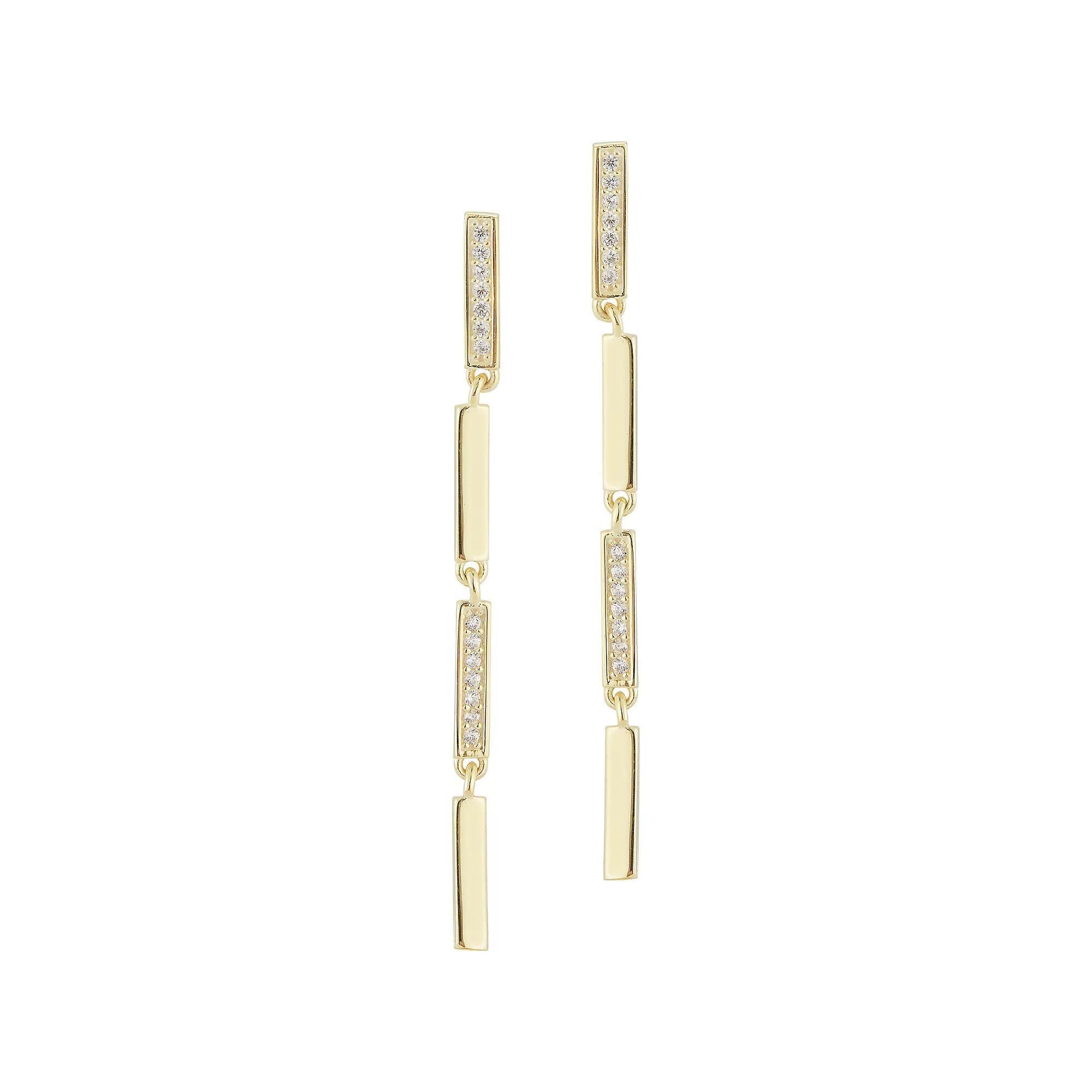 Sunkissed Sterling Cubic Zirconia Bar Drop Earrings, Women's, Gold Tone Product Image