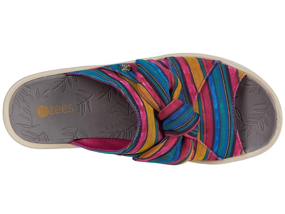 LifeStride Smile Womens Washable Wedge Slide Sandals Pink Mimosa Stripe Product Image