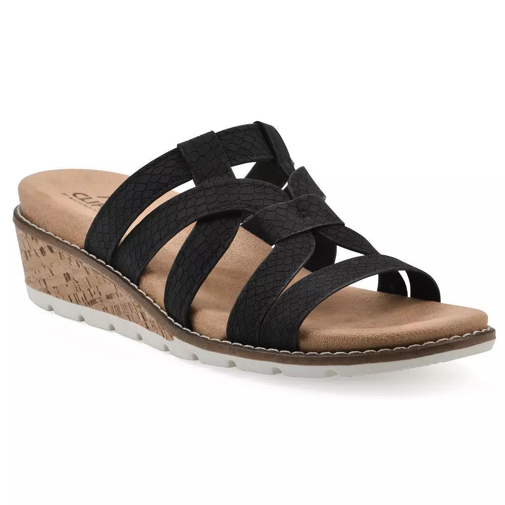 Cliffs by White Mountain Tinisha Women's Wedge Sandals, Size: 8, Black Embossed Snake Product Image