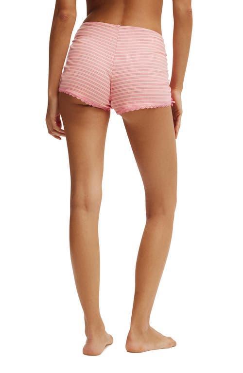 COTTON ON BODY Women's Rib Lace Ruched Boyshort in Pink Blossom Erin Stripe at Nordstrom, Size X-Large Product Image