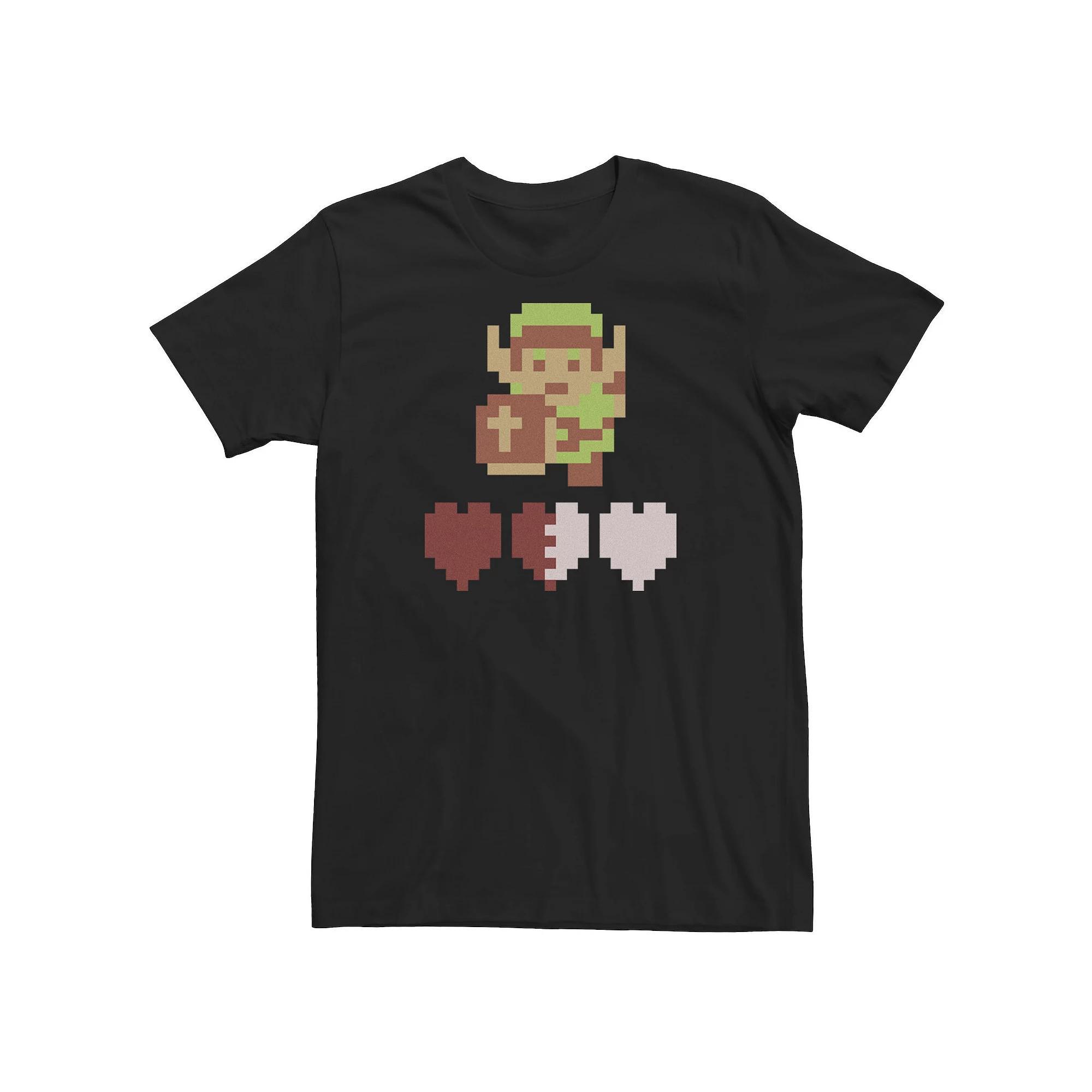 Big & Tall Nintendo Legend Of Zelda Link Heart Meter Pixel Art Portrait Tee, Men's, Size: 5XL, Black Product Image