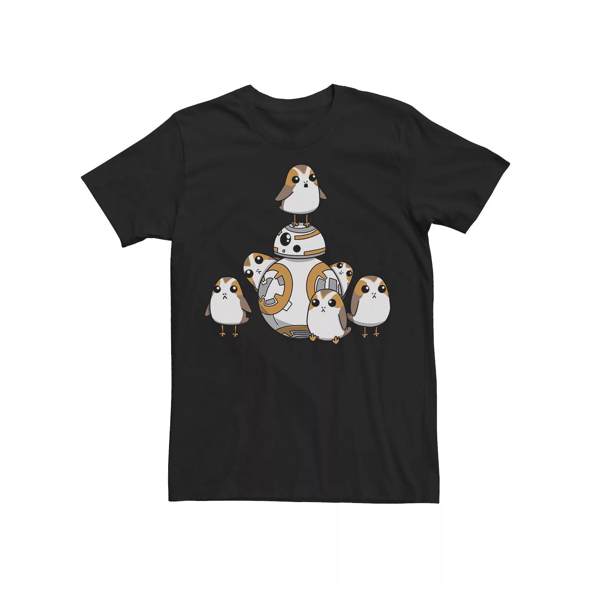 Men's Star Wars Porgs Having Fun With BB-8 Portrait Tee, Size: 3XL, Black Product Image