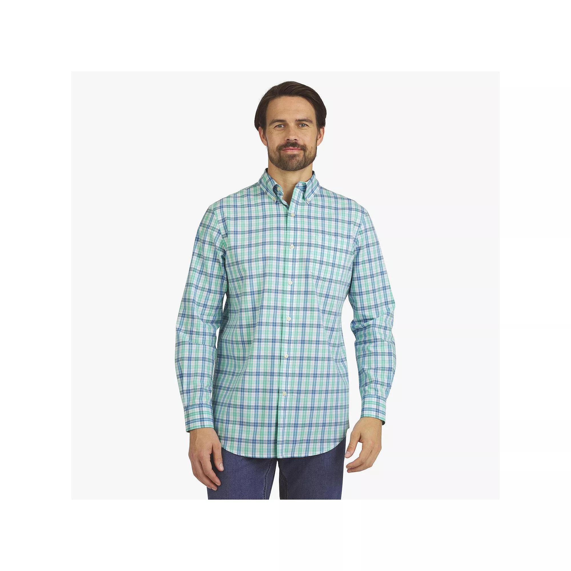 Men's Chaps Woven Long Sleeve Button-Down Shirt, Size: Medium, Pool Blue Product Image