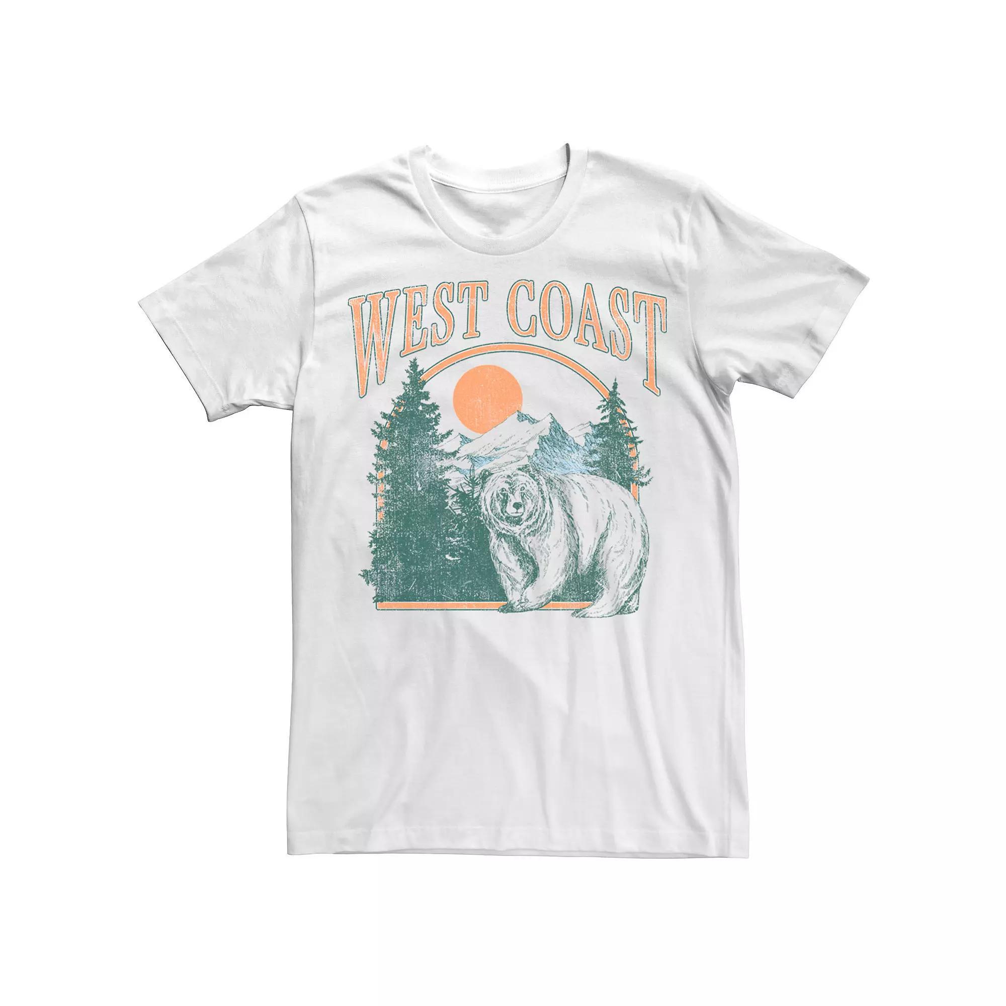 Men's West Coast Grizzly Bear Forest Landscape Tee, Size: Large, White Product Image