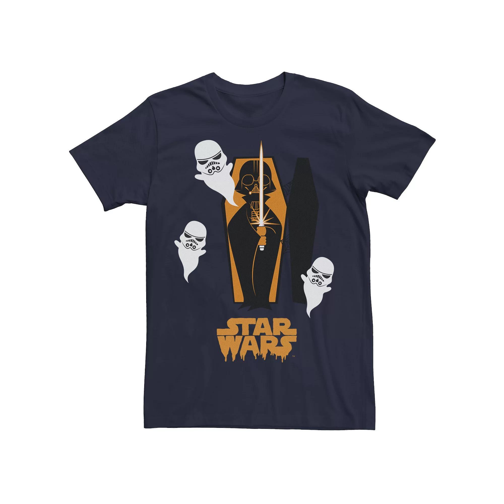 Men's Star Wars Darth Vader Coffin And Trooper Ghosts Tee, Size: 3XL, Blue Product Image