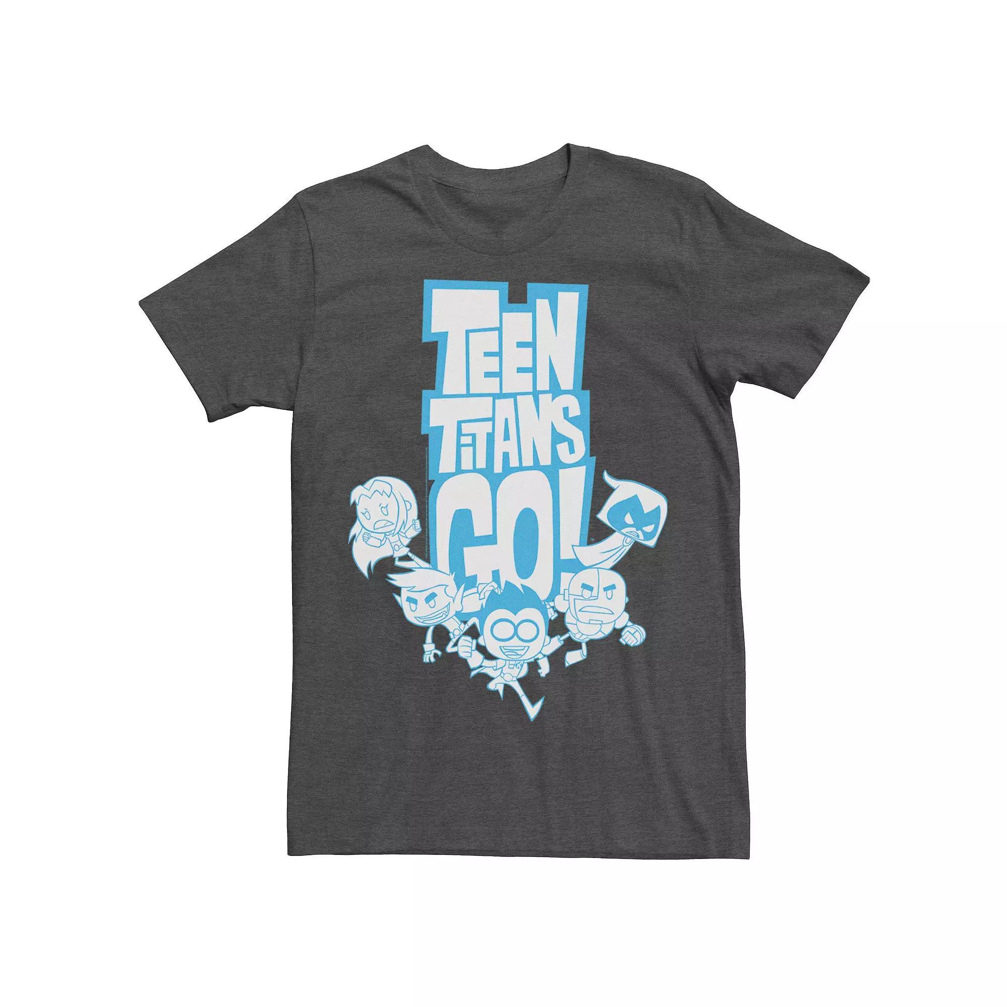 Men's DC Comics Teen Titans Go! Group Shot Blue Outline Tee, Size: Medium, Grey Heather Product Image