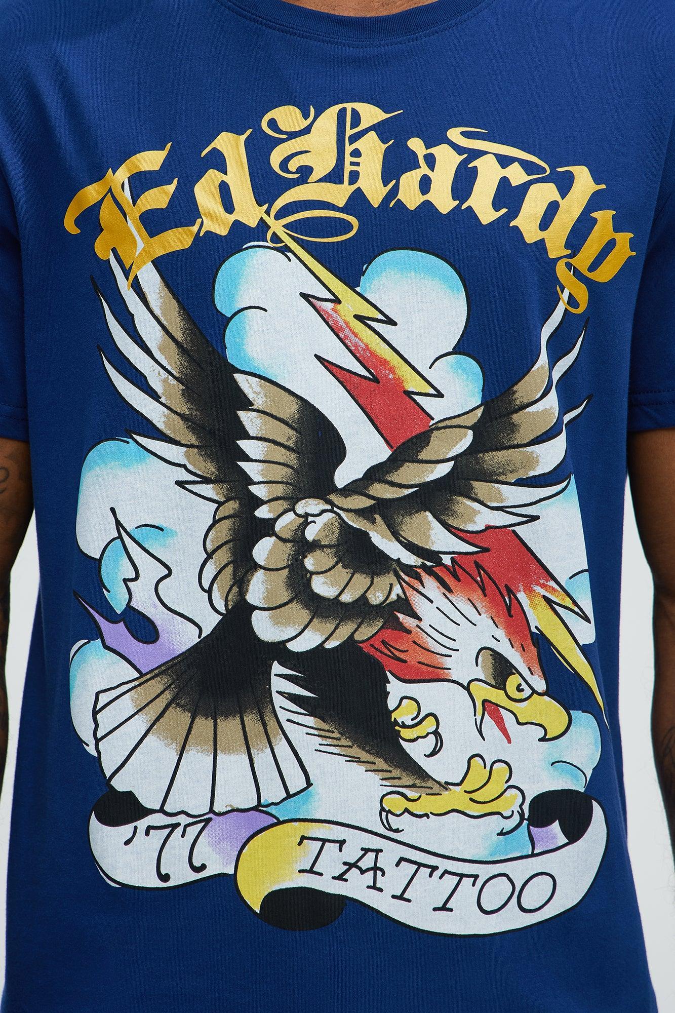 Ed Hardy Lightning Eagle Tattoo Short Sleeve Tee - Navy Product Image