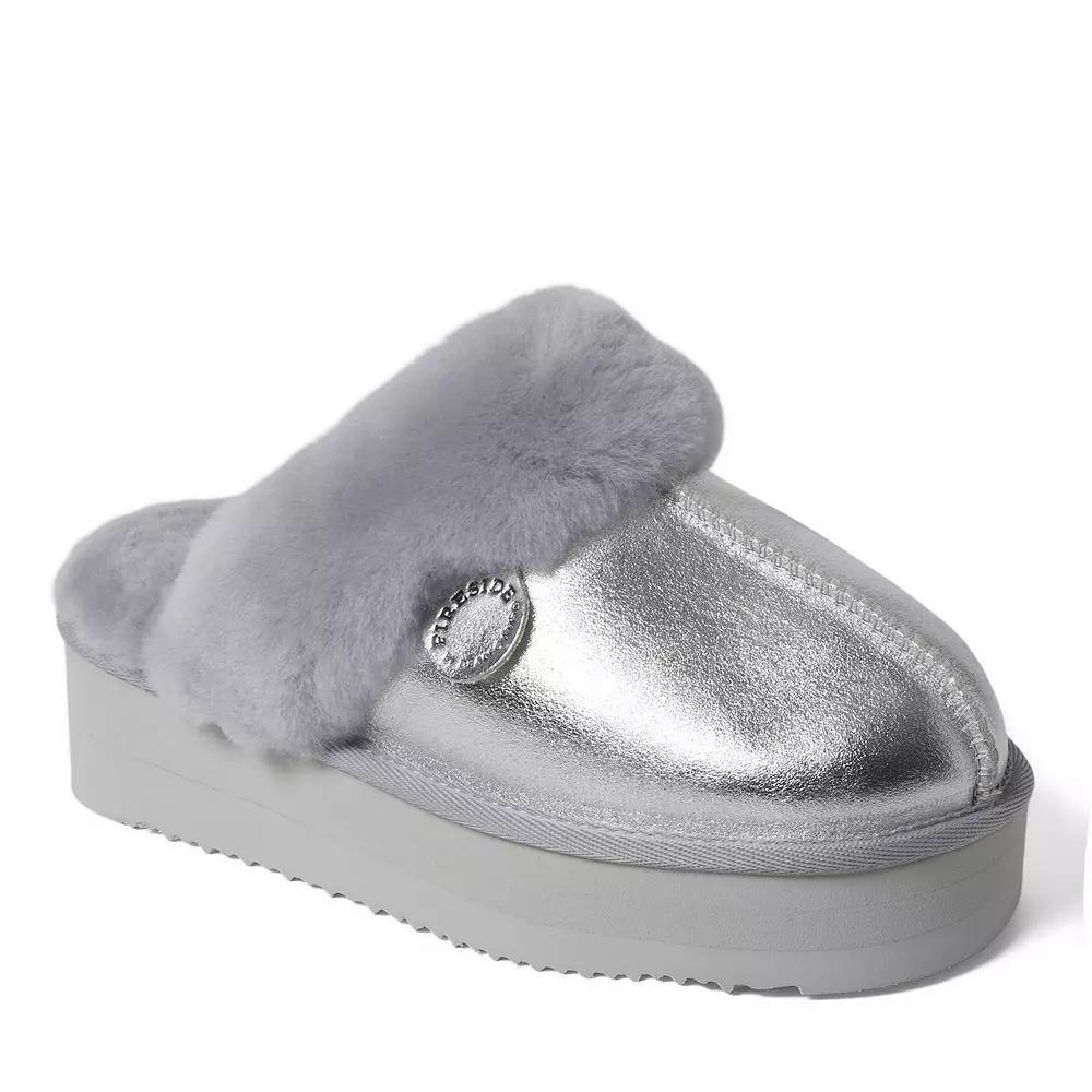 Fireside by Dearfoams Melton Shearling Womens Platform Scuff Slippers Product Image