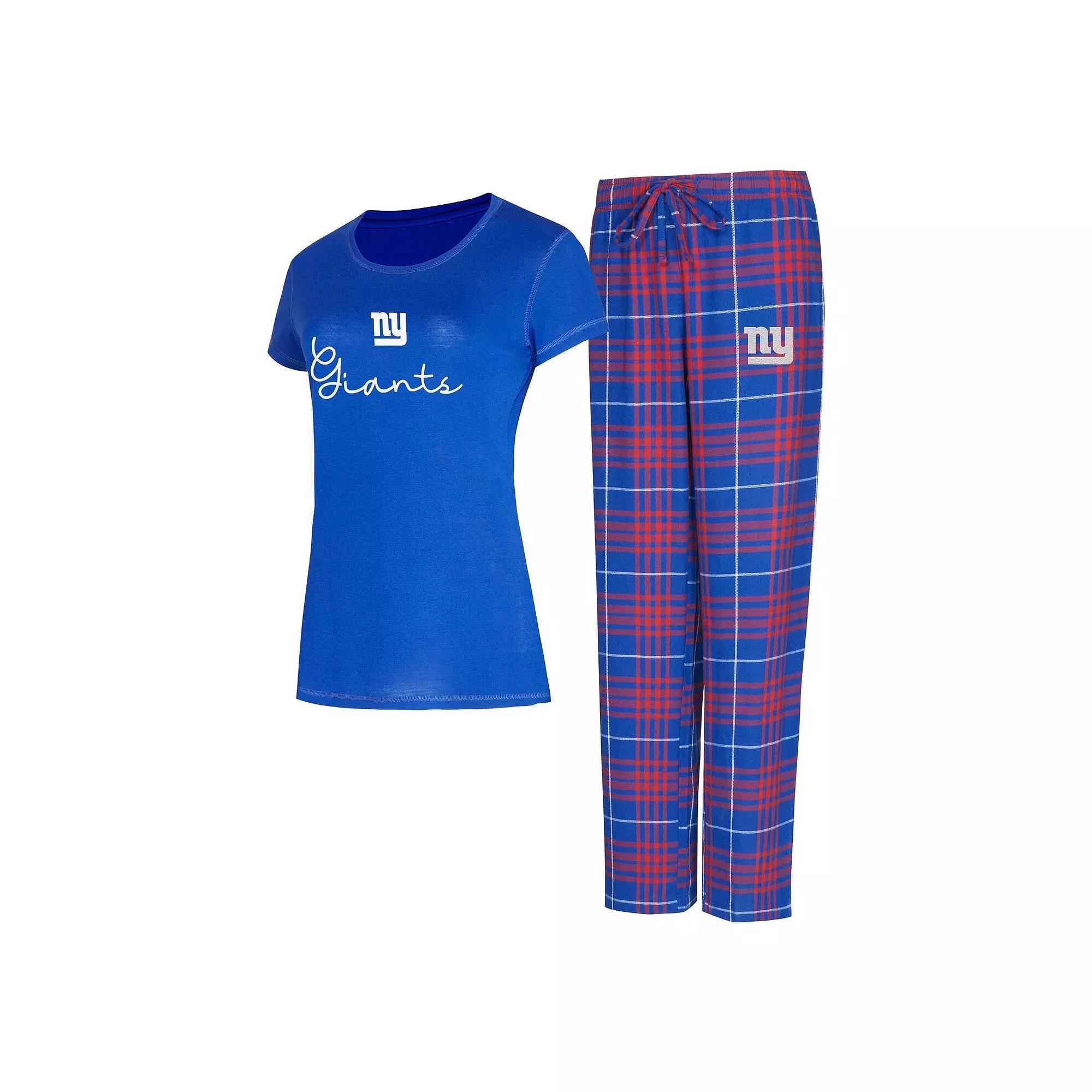 Women's Concepts Sport New York Giants Vector T-Shirt & Flannel Pants Sleep Set, Size: Large, Blue Product Image