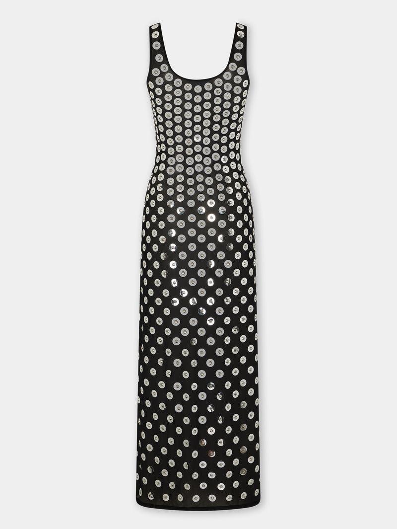 EMBROIDERED LONG DRESS IN SECOND SKIN JERSEY Product Image