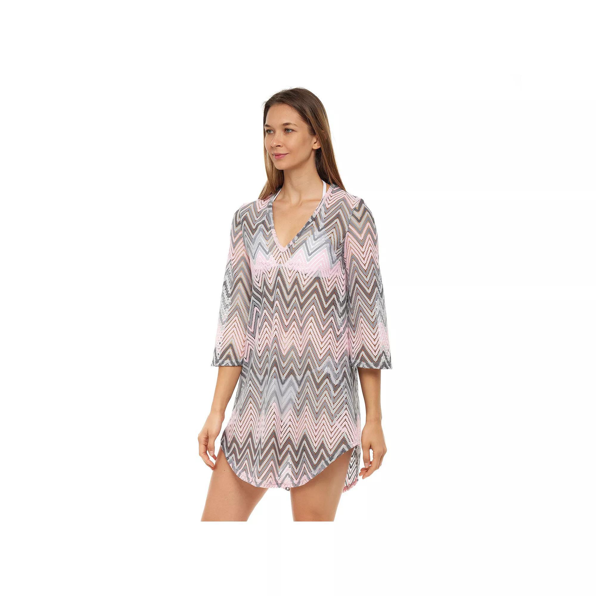 Women's Jordan Taylor ELIF V-Neck Tunic Coverup, Size: XS, Gray Product Image