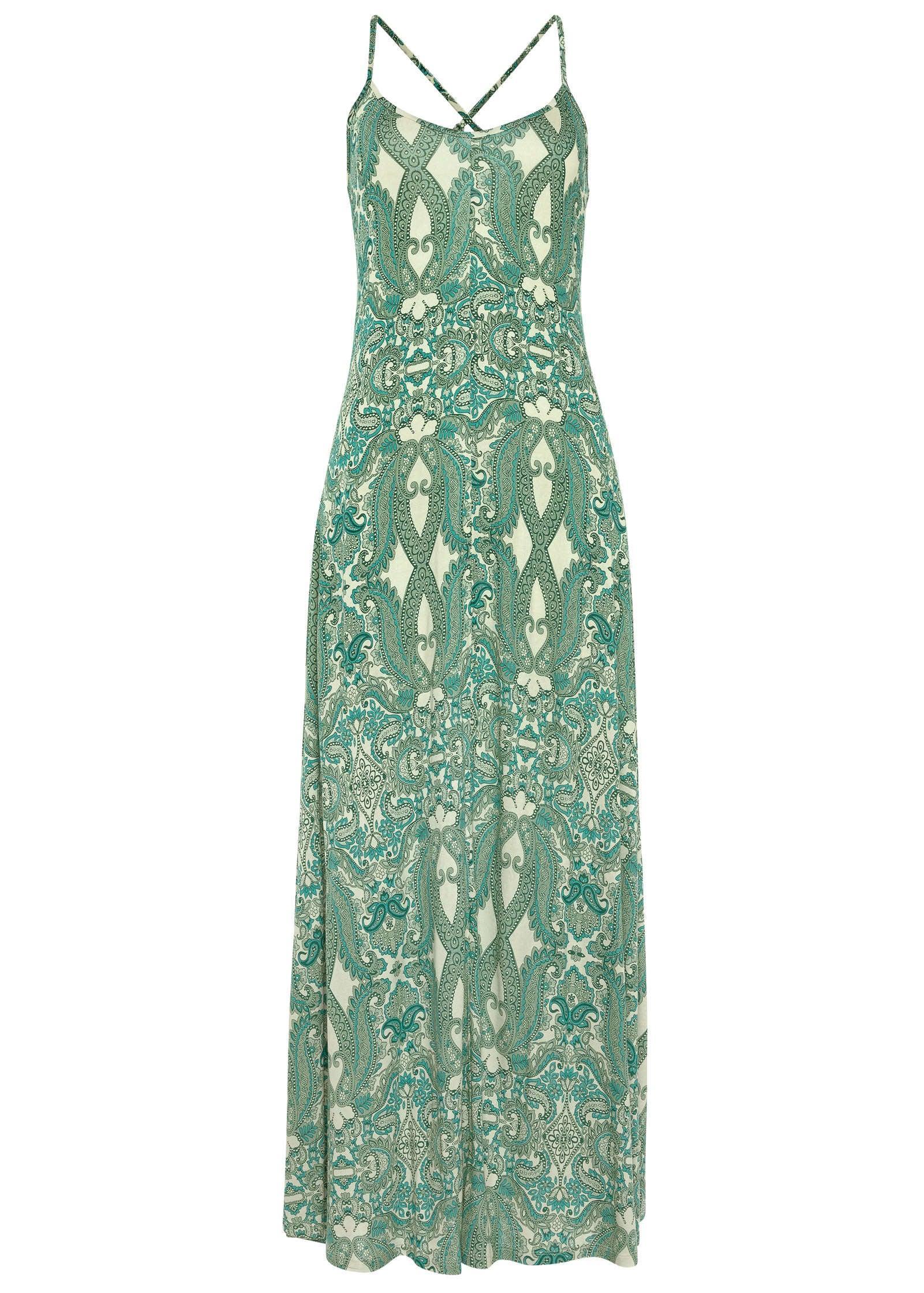 Strappy Back Printed Maxi - Green & Off White Product Image