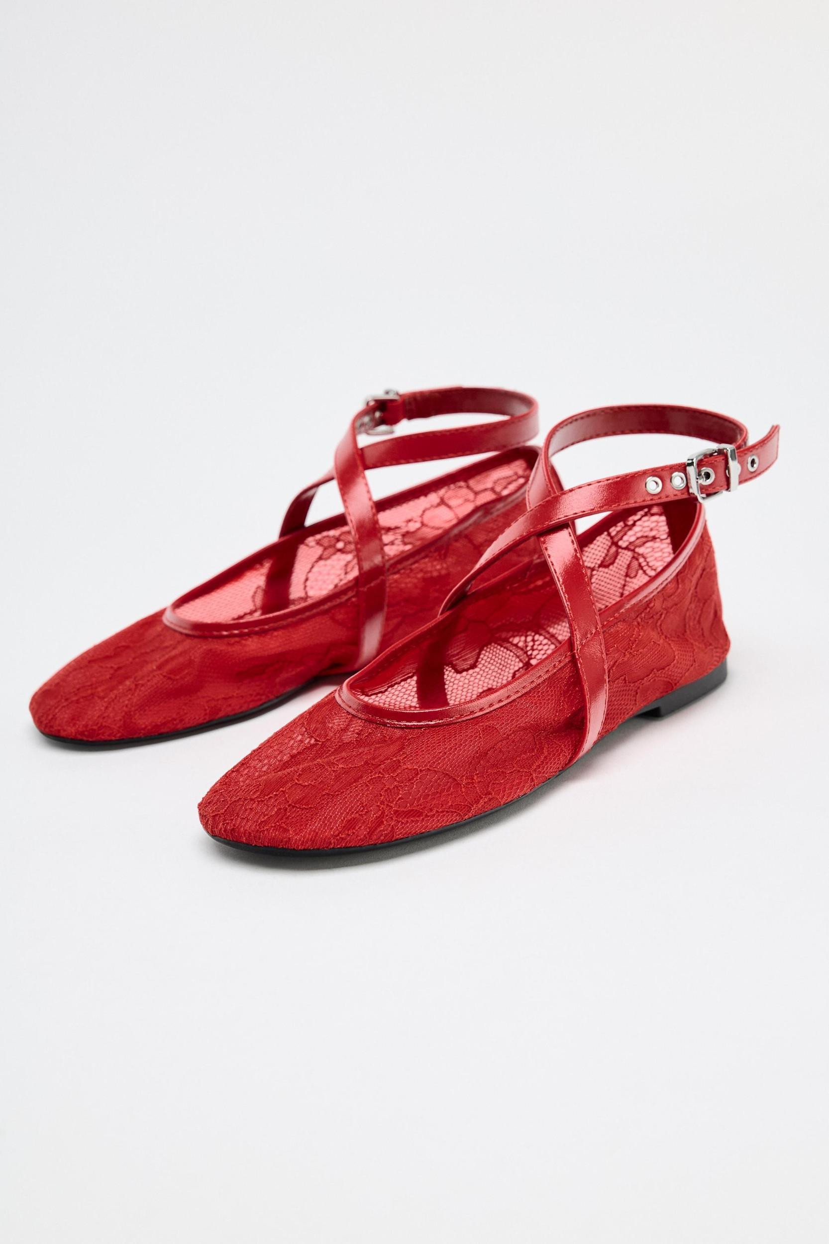 DOUBLE STRAP LACE BALLERINAS Product Image