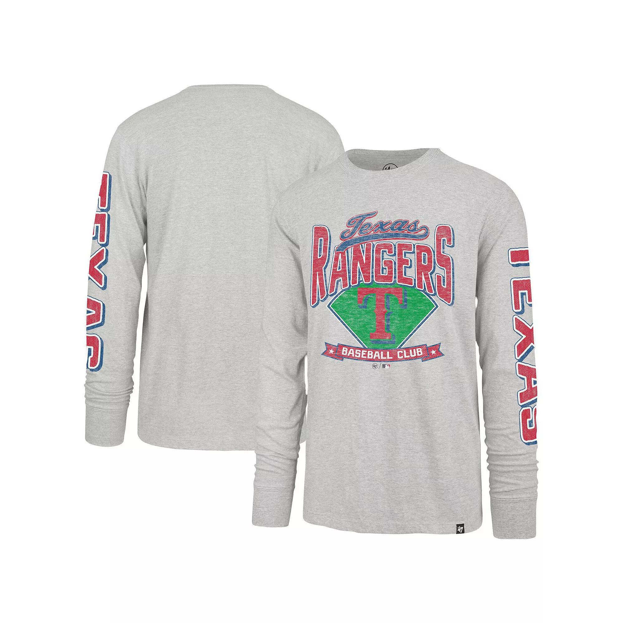 Men's '47 Gray Texas Rangers Fair Ball Franklin Long Sleeve T-Shirt, Size: Small, Grey Product Image