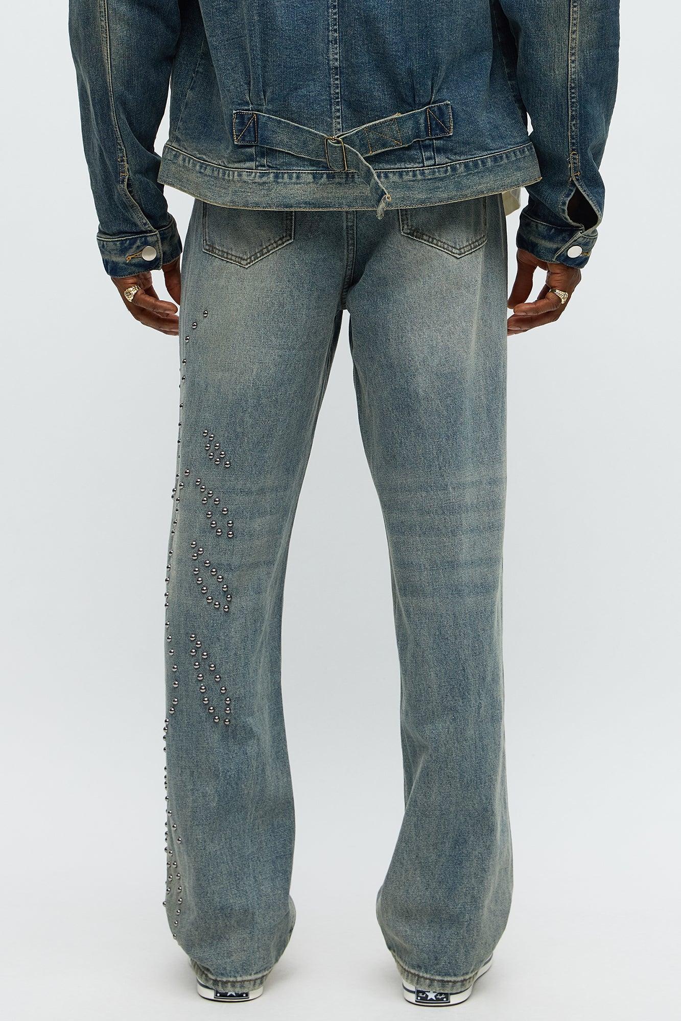 Relaxed Straight Sunshine Studs Jeans - Vintage Blue Wash Product Image