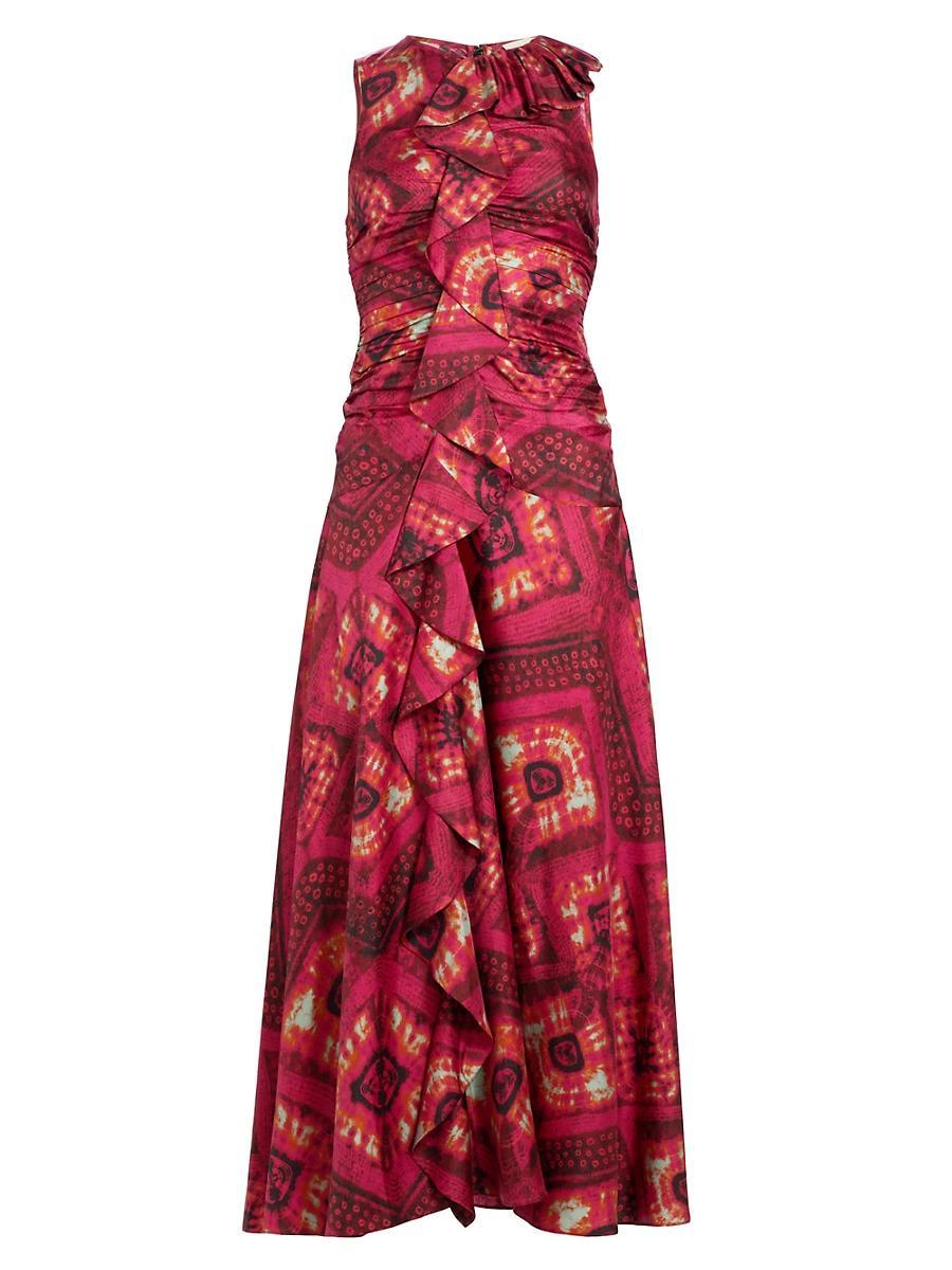 Womens Othella Ruched Silk Maxi Dress Product Image