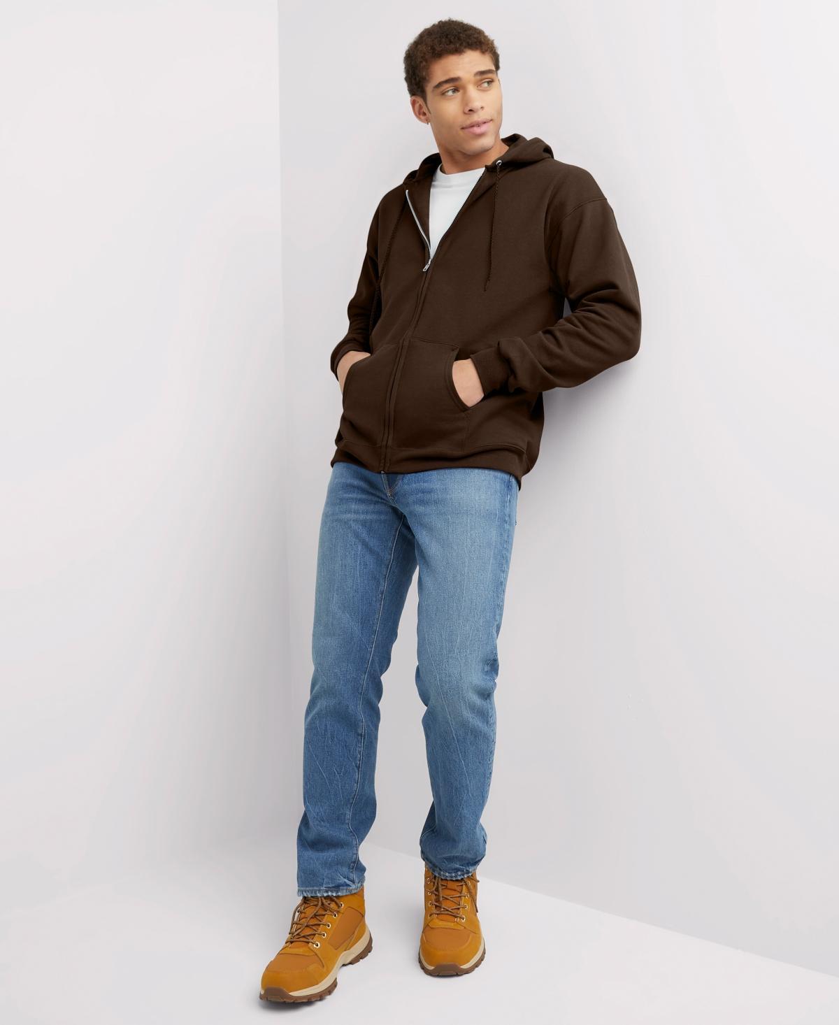 Men's Hanes Ultimate® Fleece Full-Zip Hoodie, Size: Large, Light Silver Product Image