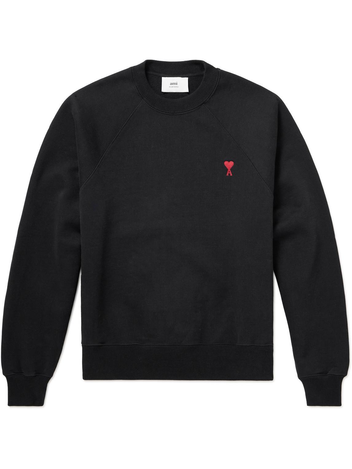 AMI ALEXANDRE MATTIUSSI Ami Classic Black Sweater With Round Neckline And Emblem Detail Product Image