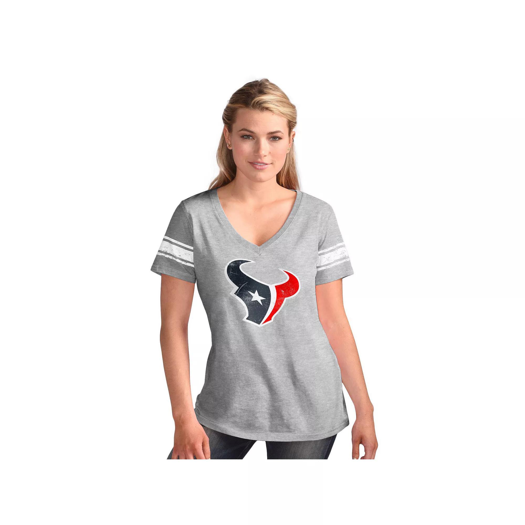 Women's G-III 4Her by Carl Banks  Heather Gray Green Bay Packers First Pick Distressed V-Neck T-Shirt, Size: Medium, Grey Product Image