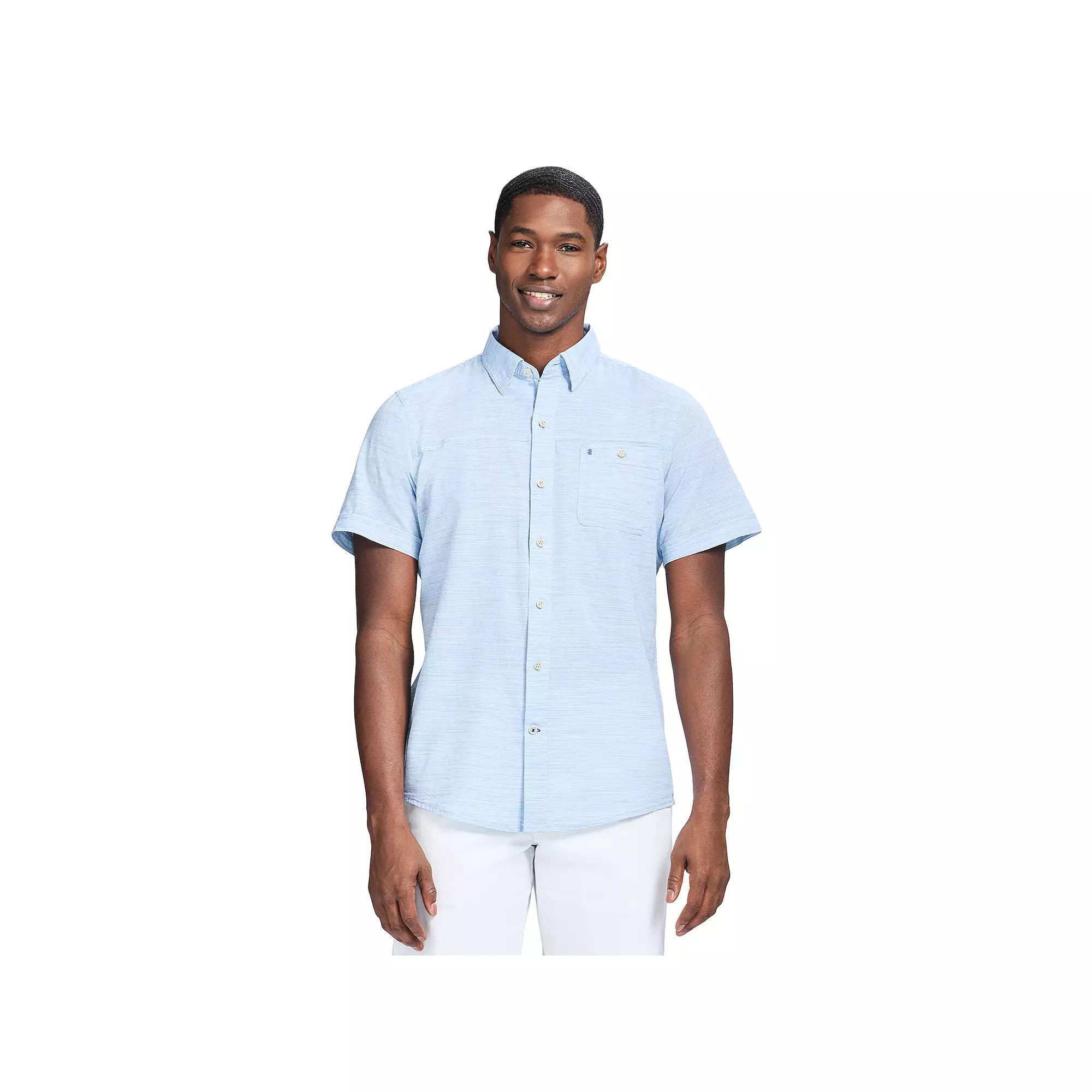 Men's IZOD Dockside Short Sleeve Chambray, Size: Medium, Blue Revival Solid Product Image