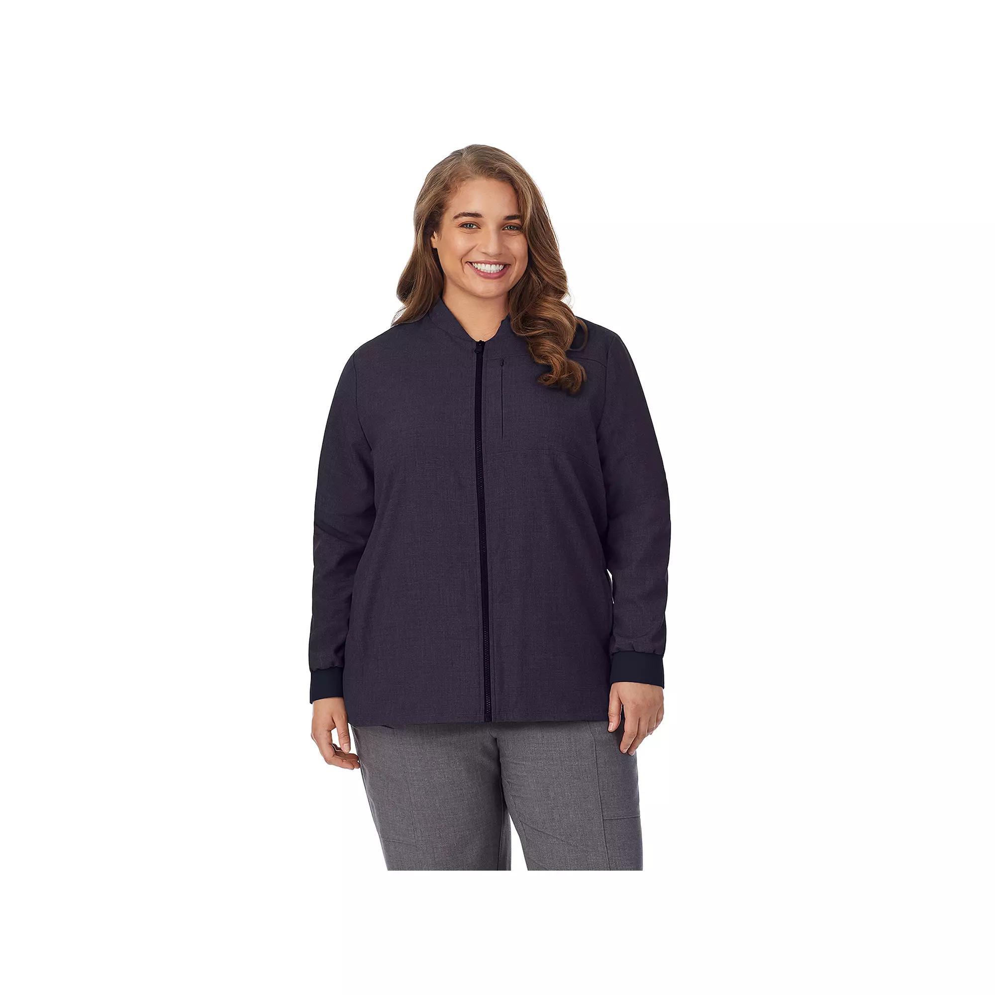 Plus Size Cuddl Duds® Scrubs 5-Pocket Lined Jacket, Women's, Size: 2XL, Black Product Image