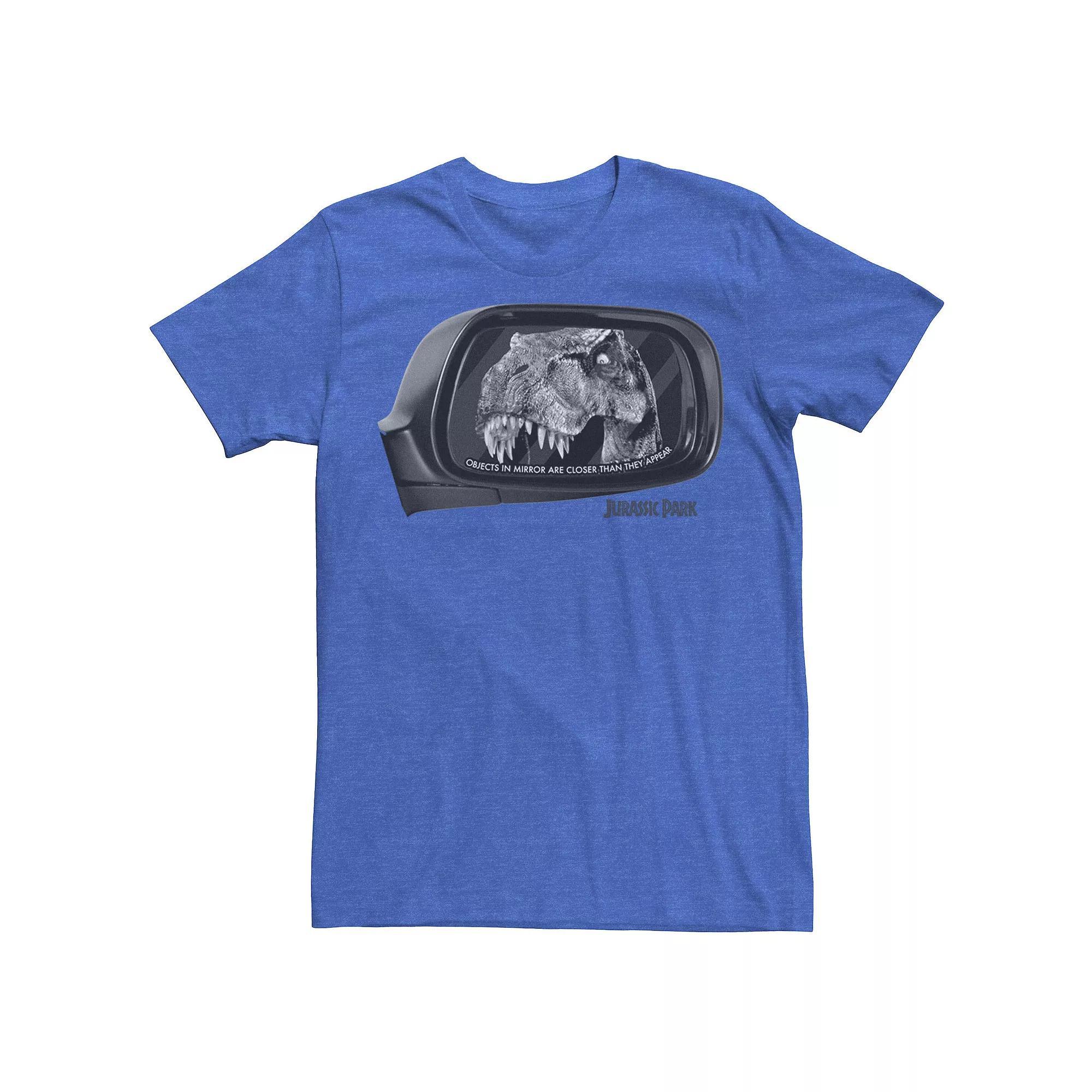 Men's Jurassic Park T-Rex In Car Side Mirror Tee, Size: XL, Royal Grey Product Image