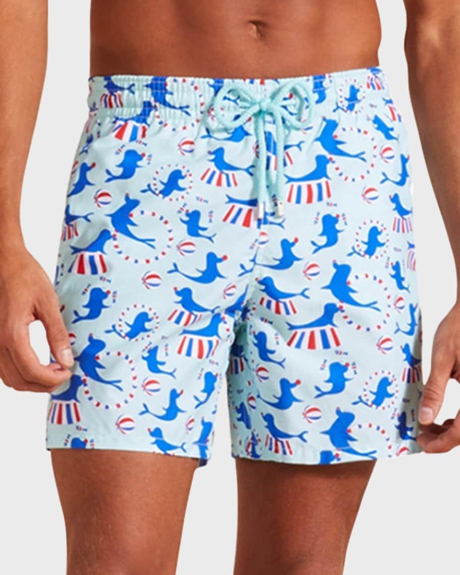 Mens Circus Print Swim Trunks Product Image