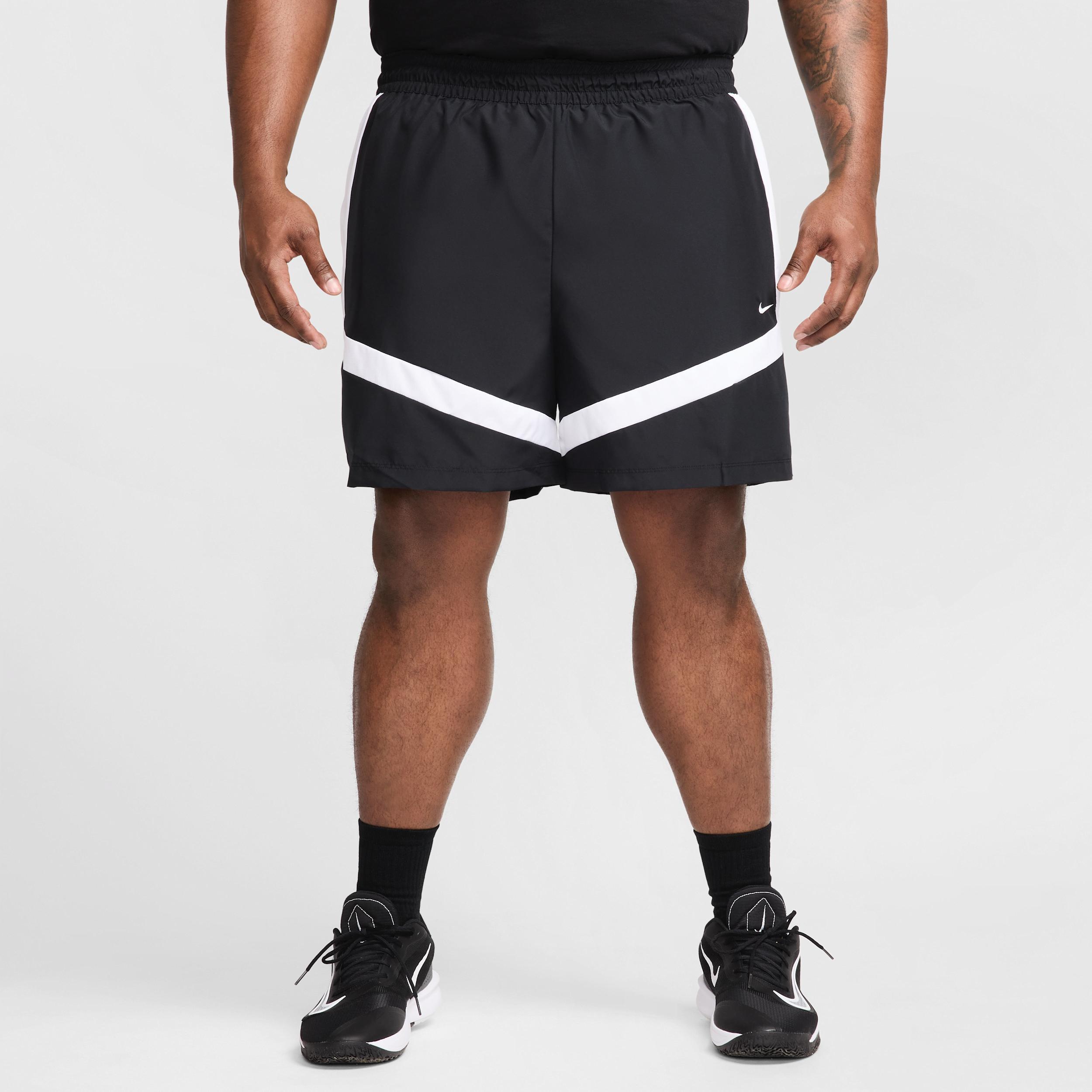 Nike Mens Icon 6 Woven Basketball Shorts in BLACK/WHITE/BLACK Product Image