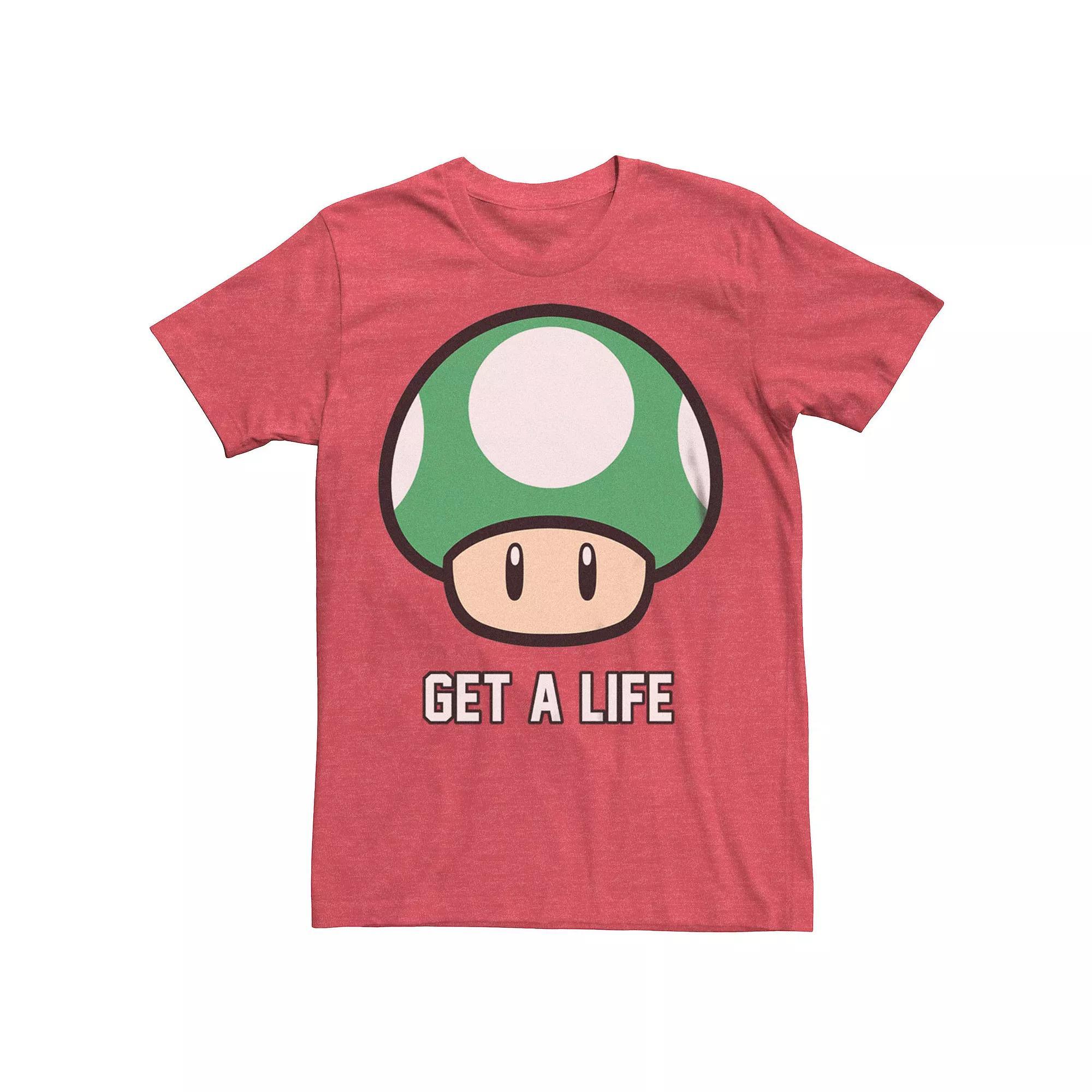 Men's Super Mario Bros 1-UP Mushroom Get a Life Graphic Tee, Size: XXL, White Product Image