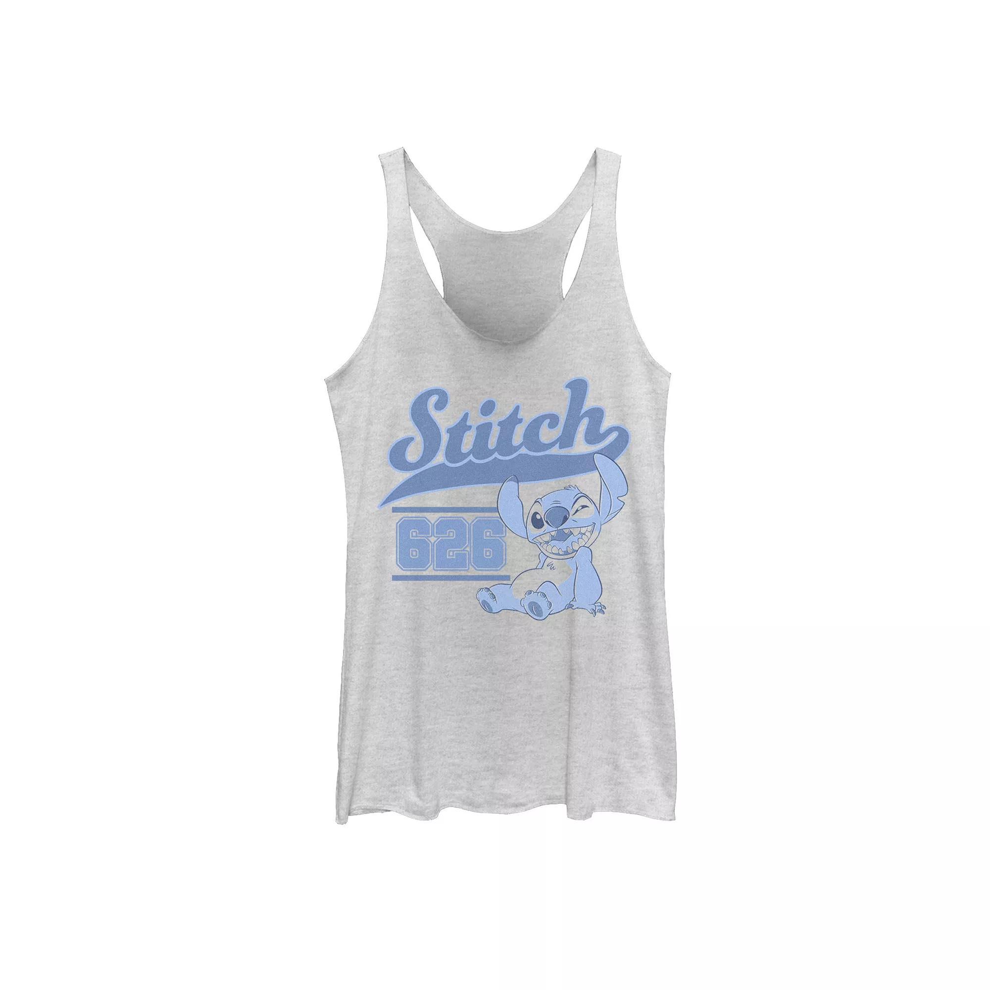 Disney's Lilo & Stitch 626 Stitch Day Collegiate Juniors' Racerback Graphic Tank Top, Girl's, Size: XL, White Grey Product Image