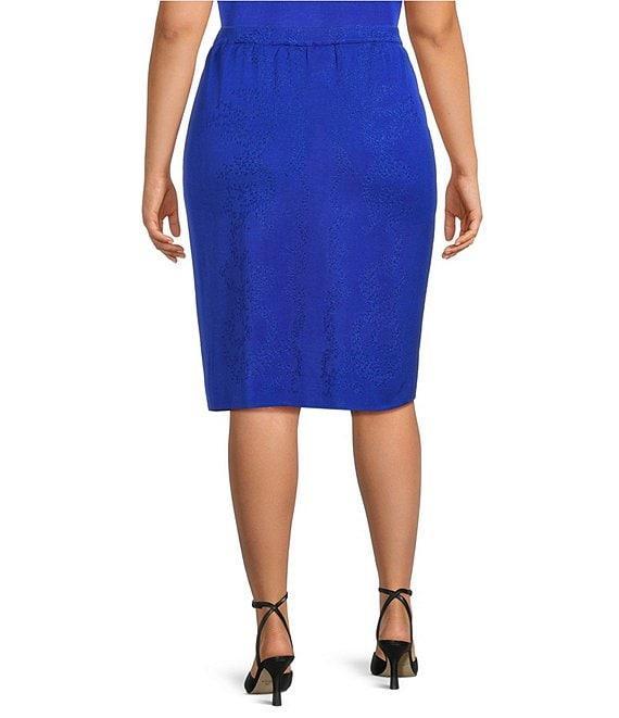 Ming Wang Plus Straight Knit Elastic Waist Skirt Product Image
