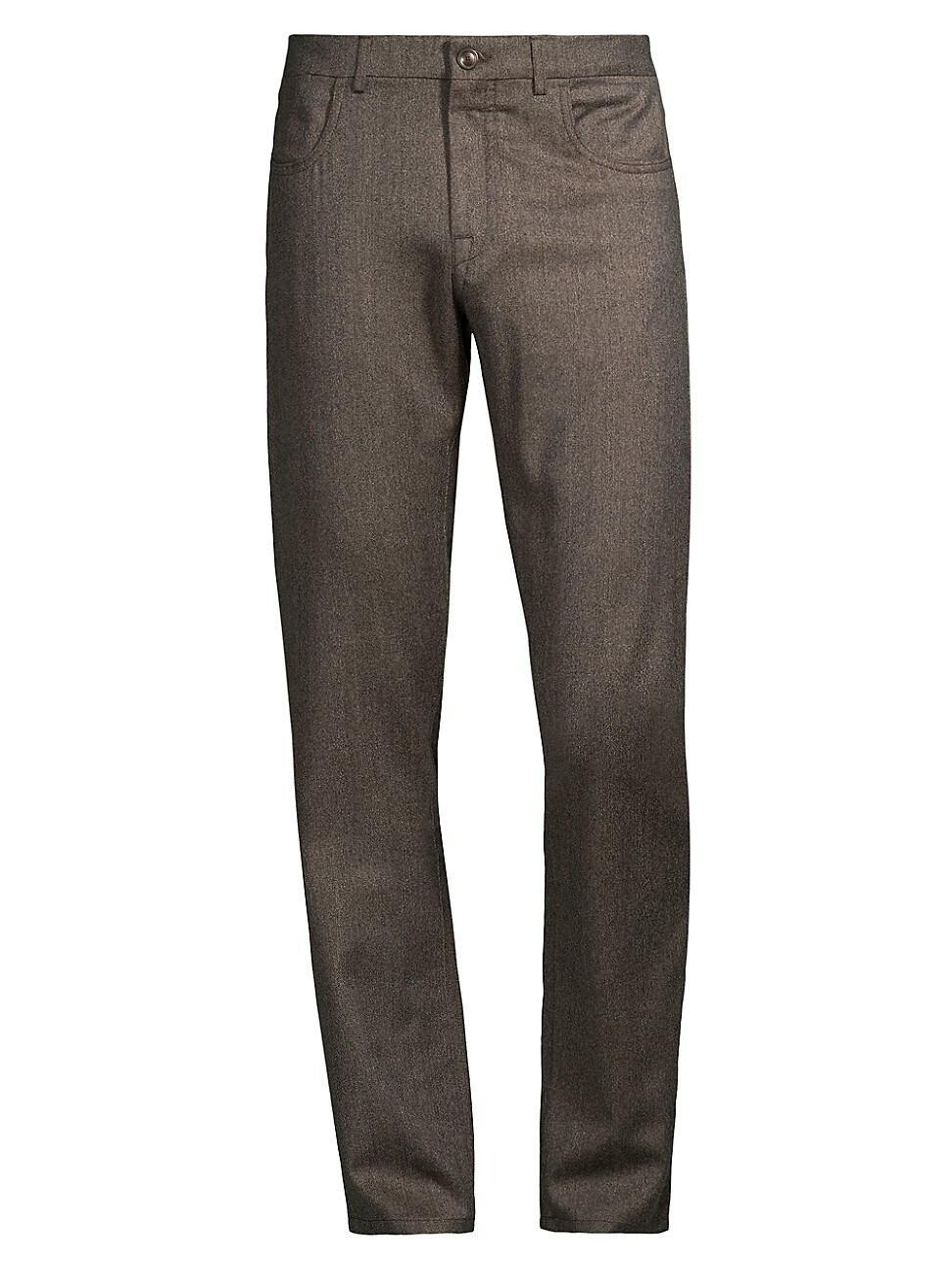 Mens Solid Flannel Wool Trousers Product Image