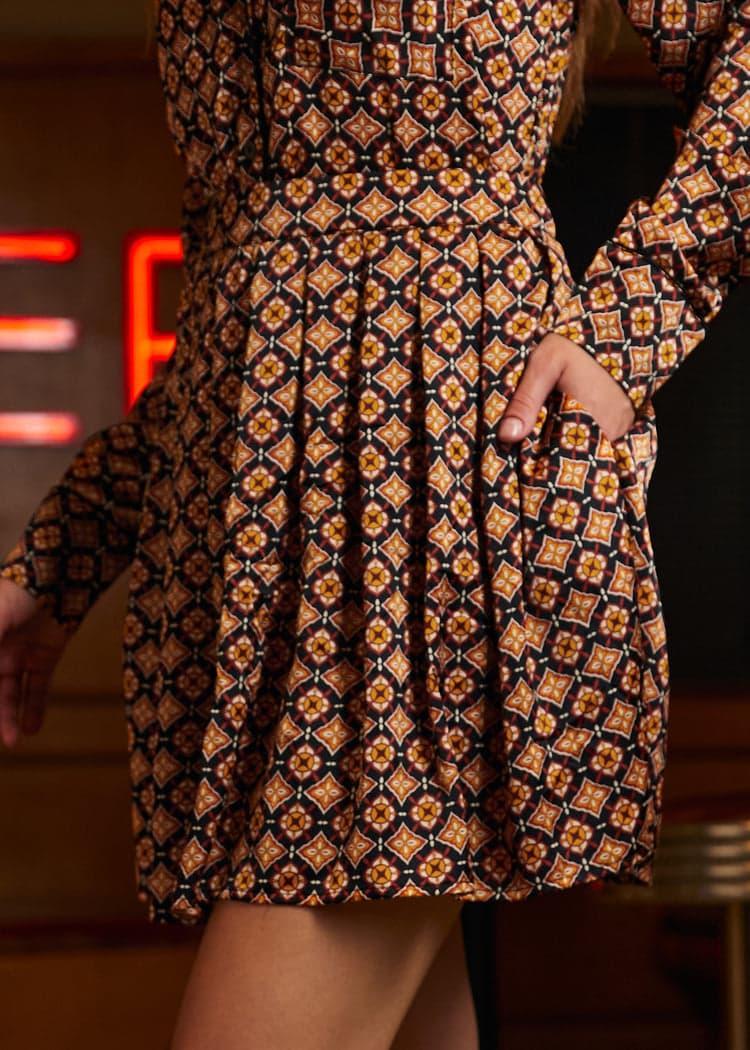 Geo Pleated Mini Skirt Product Image