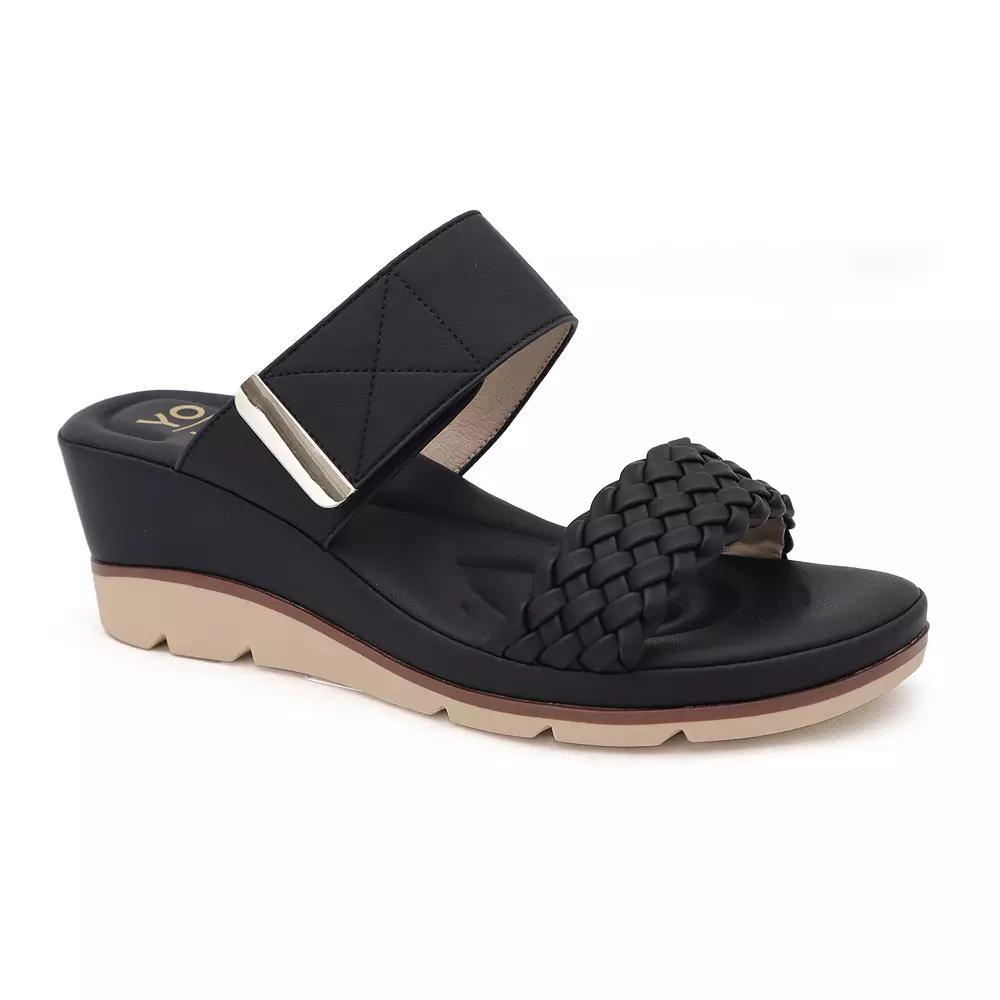 Yoki Sicily-03 Women's Low Wedge Open-Toe Sandals, Size: 6, Black Product Image