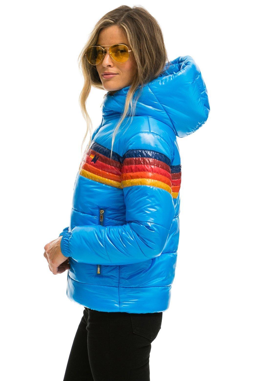 5 STRIPE LUXE TREKKER JACKET - GLOSSY BLUE Female Product Image