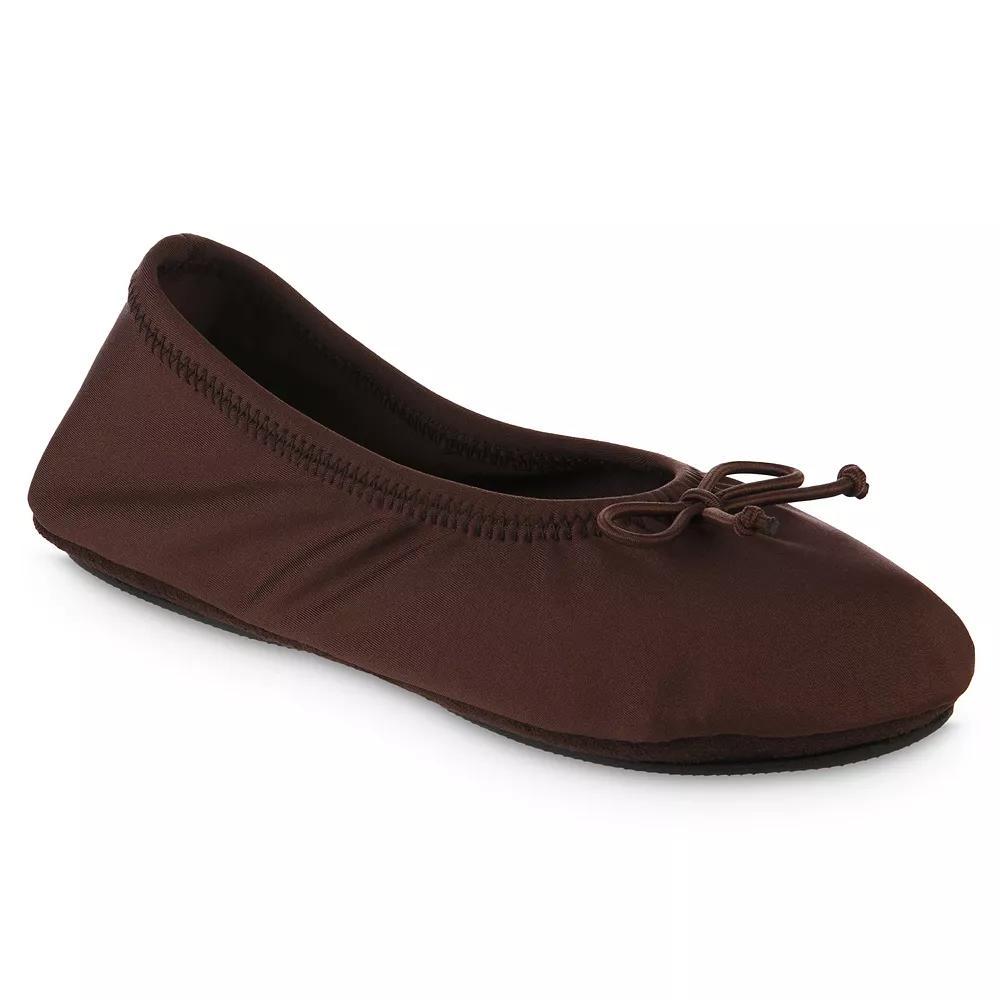 Isotoner Women's Sloan Nude Spandex Ballerina Slippers - Tobacco Brown M Product Image