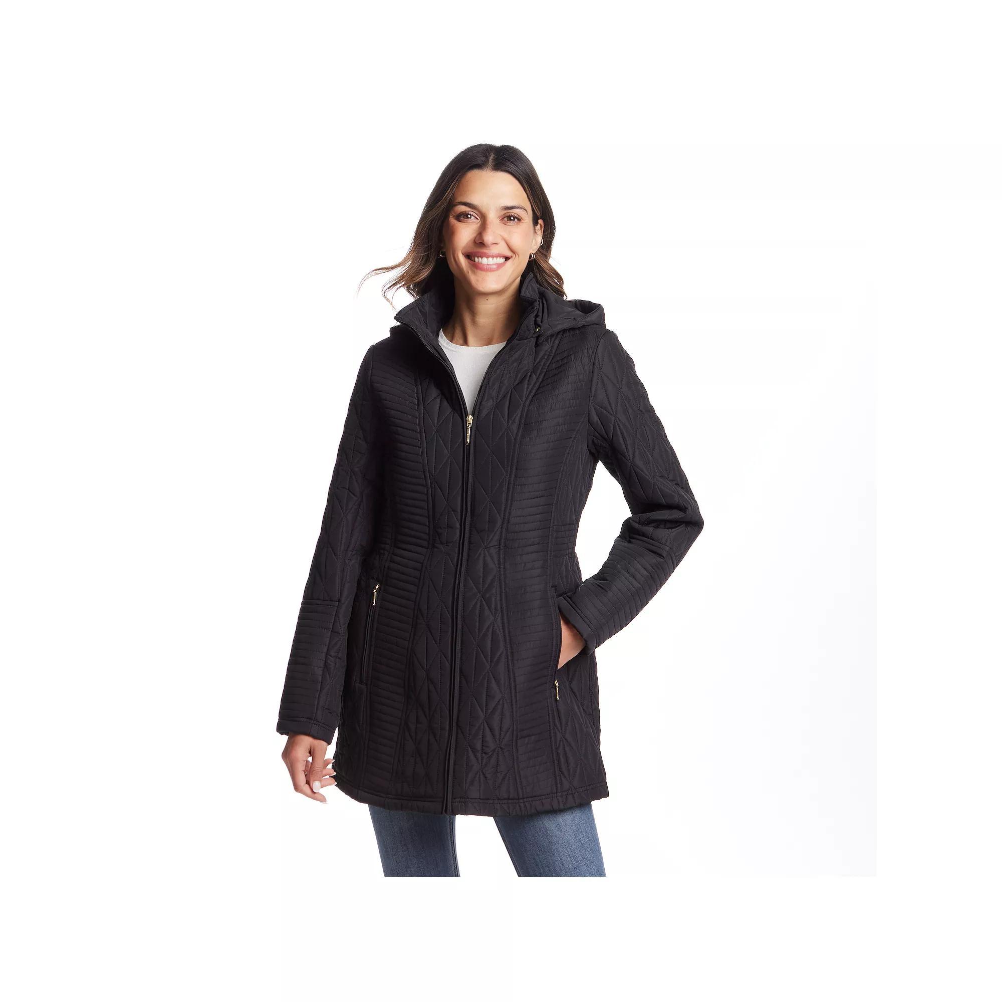 Womens Weathercast Quilted Hooded Front Zip Walker Jacket Product Image