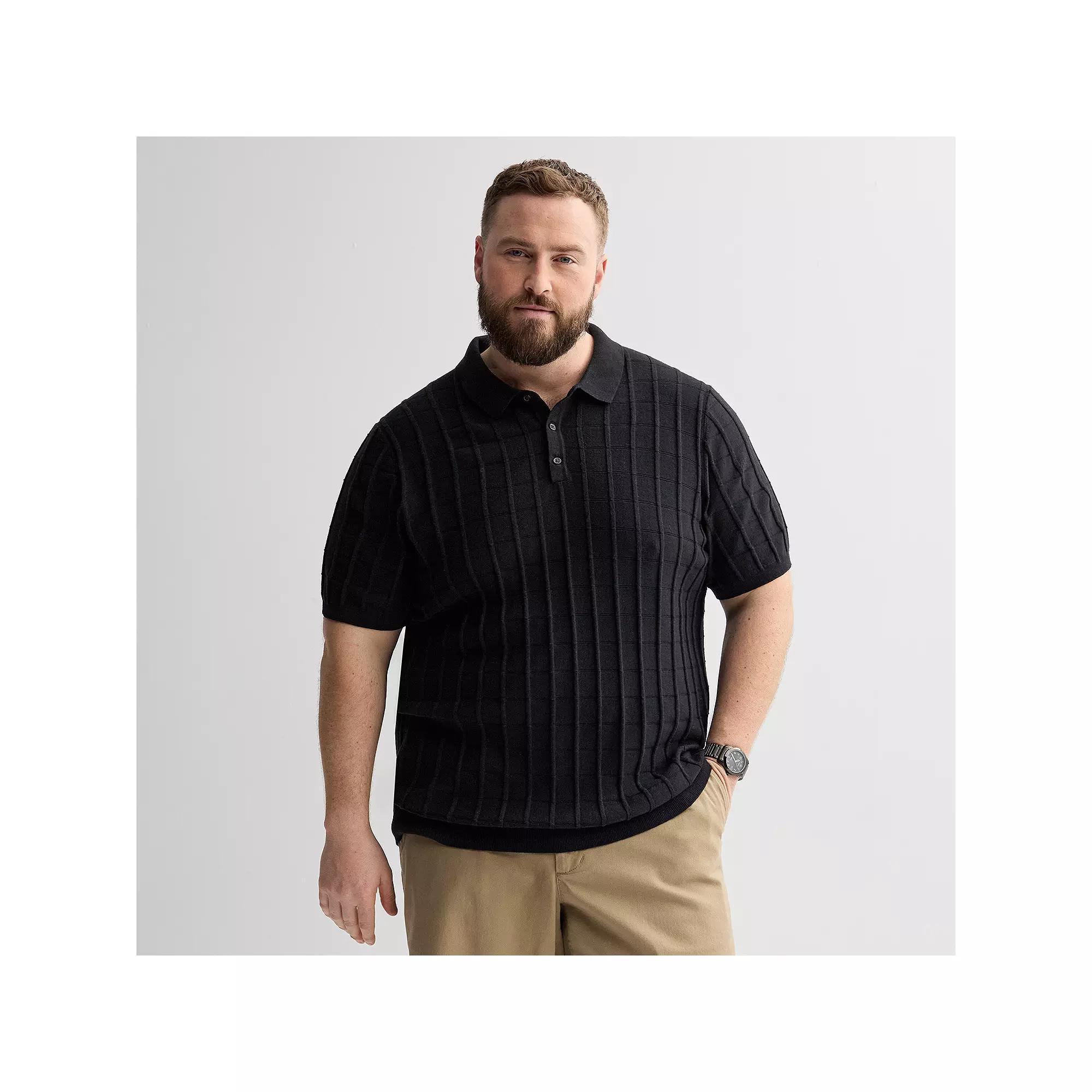 Big & Tall Apt. 9® Short Sleeve Textural Sweater Polo, Men's, Size: 2XB, Mineral Black Product Image