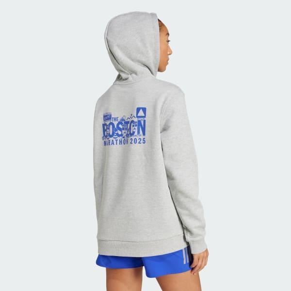 adidas Boston Marathon 2025 Graphic Hoodie Medium Grey Heather XL Womens Product Image