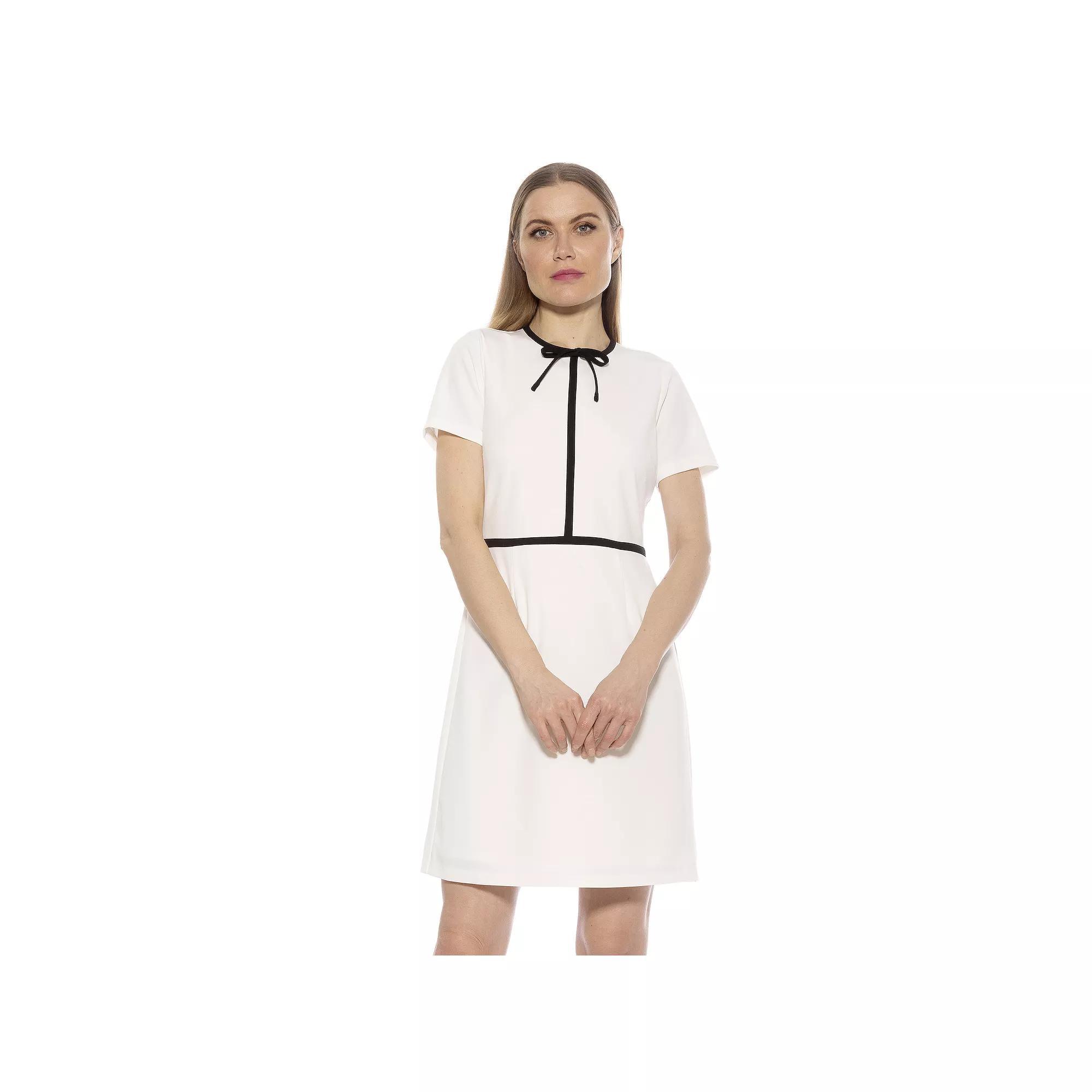 Women's ALEXIA ADMOR Eira Short Sleeve Fit and Flare Dress, Size: Small, Ivory Product Image