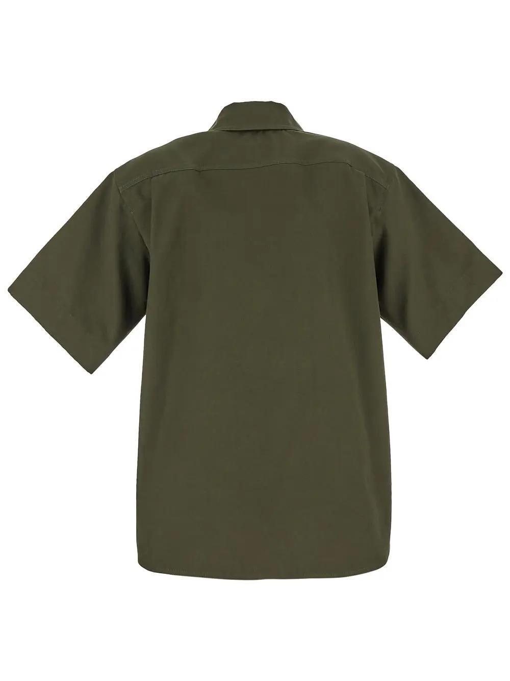Mela Zip-front Shirt In Greenolive Product Image