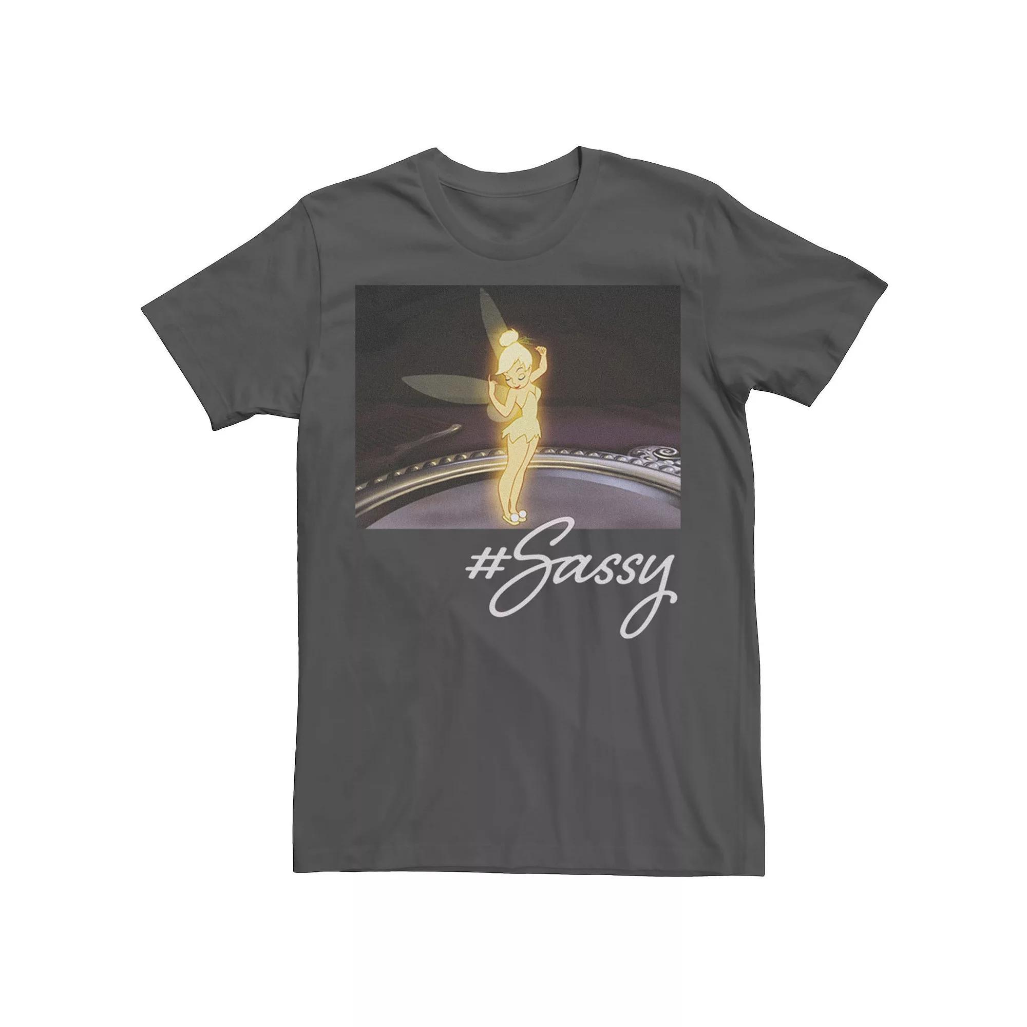 Disney's Peter Pan Tinkerbell Sassy Portrait Men's Tee, Size: Medium, Grey Product Image