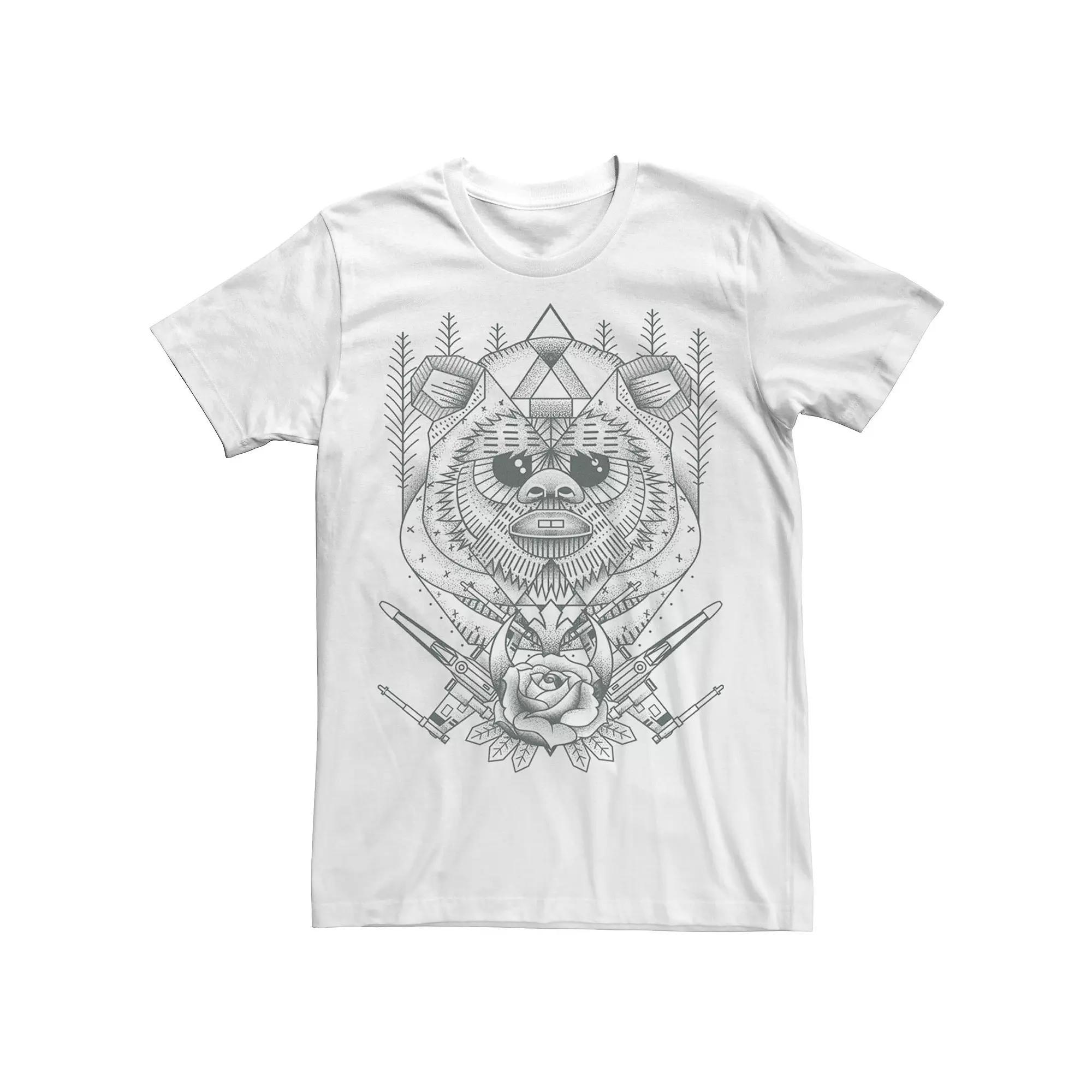 Men's Star Wars Geometric Ewok Portrait Collage Tee, Size: Small, White Product Image