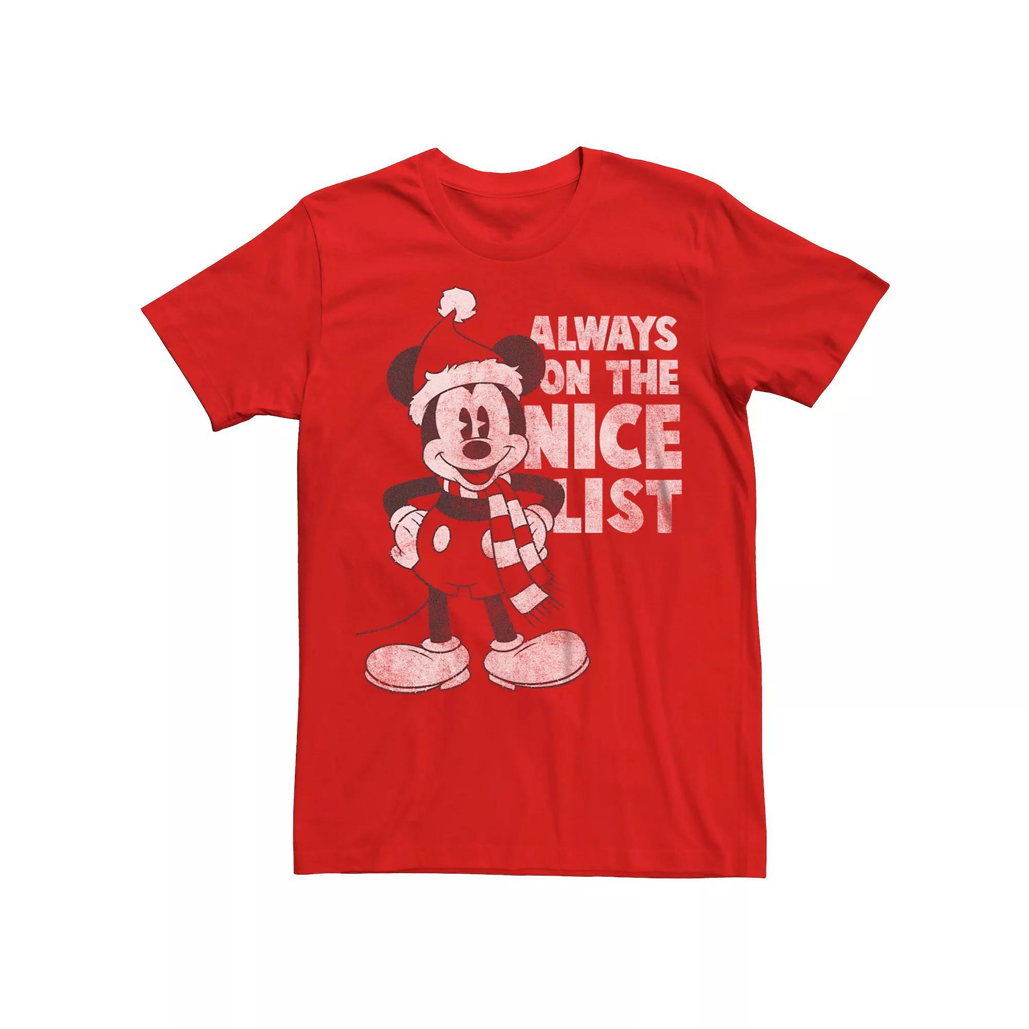 Disney's Mickey Mouse Men's Always On The Nice List Tee, Size: XXL, Red Product Image