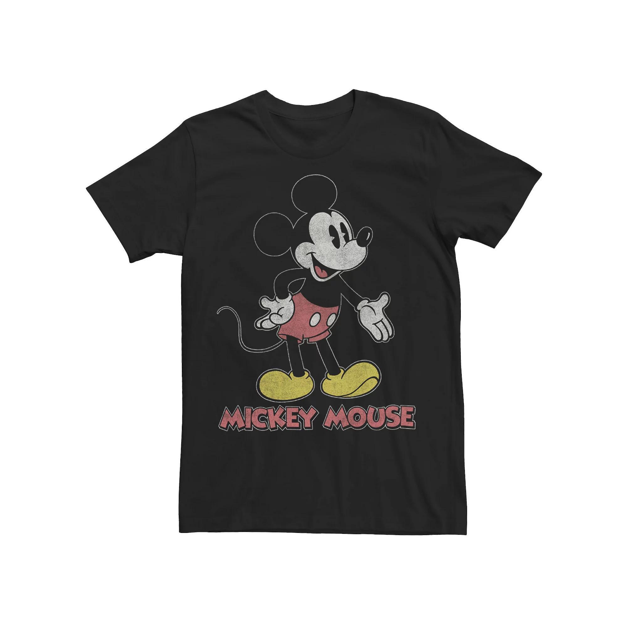 Disney's Mickey Mouse Distressed Portrait Logo Men's Tee, Boy's, Size: Medium, Black Product Image