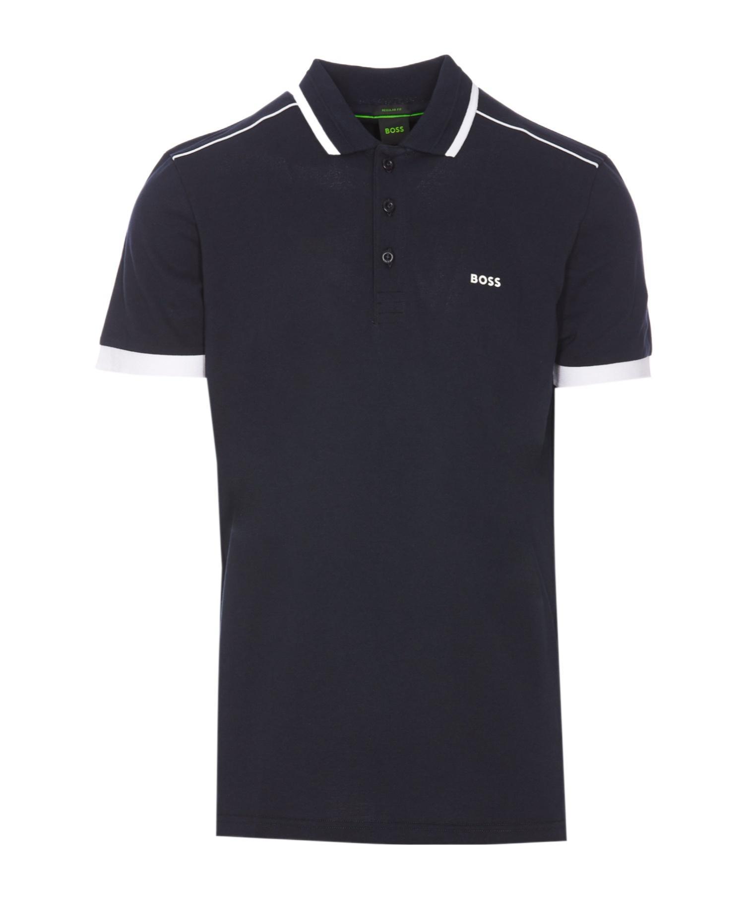 HUGO BOSS Logo-print Cotton Polo Shirt In Black Product Image