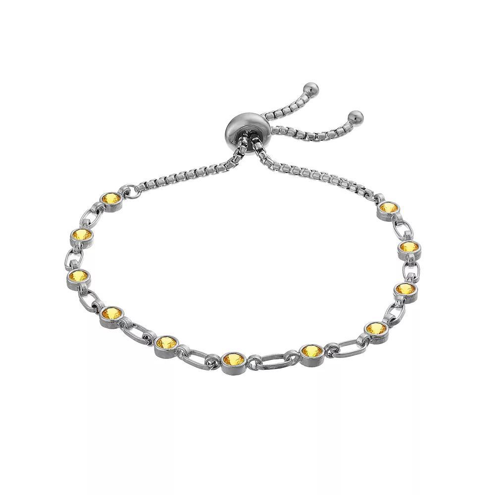 Kristen Kesho Sterling Silver Lab-Created Yellow Sapphire Tennis Adjustable Bolo Bracelet, Women's, Size: 9.50 Product Image