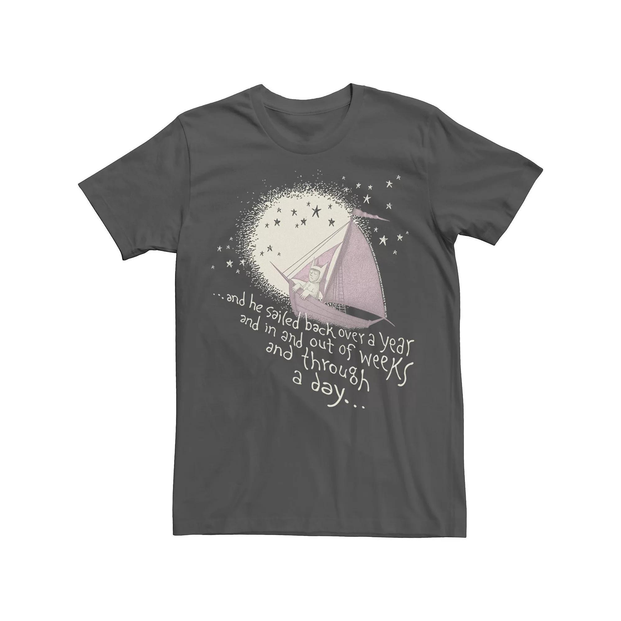 Men's Where The Wild Things Are And He Sailed Movie Quote Tee, Size: XL, Grey Product Image