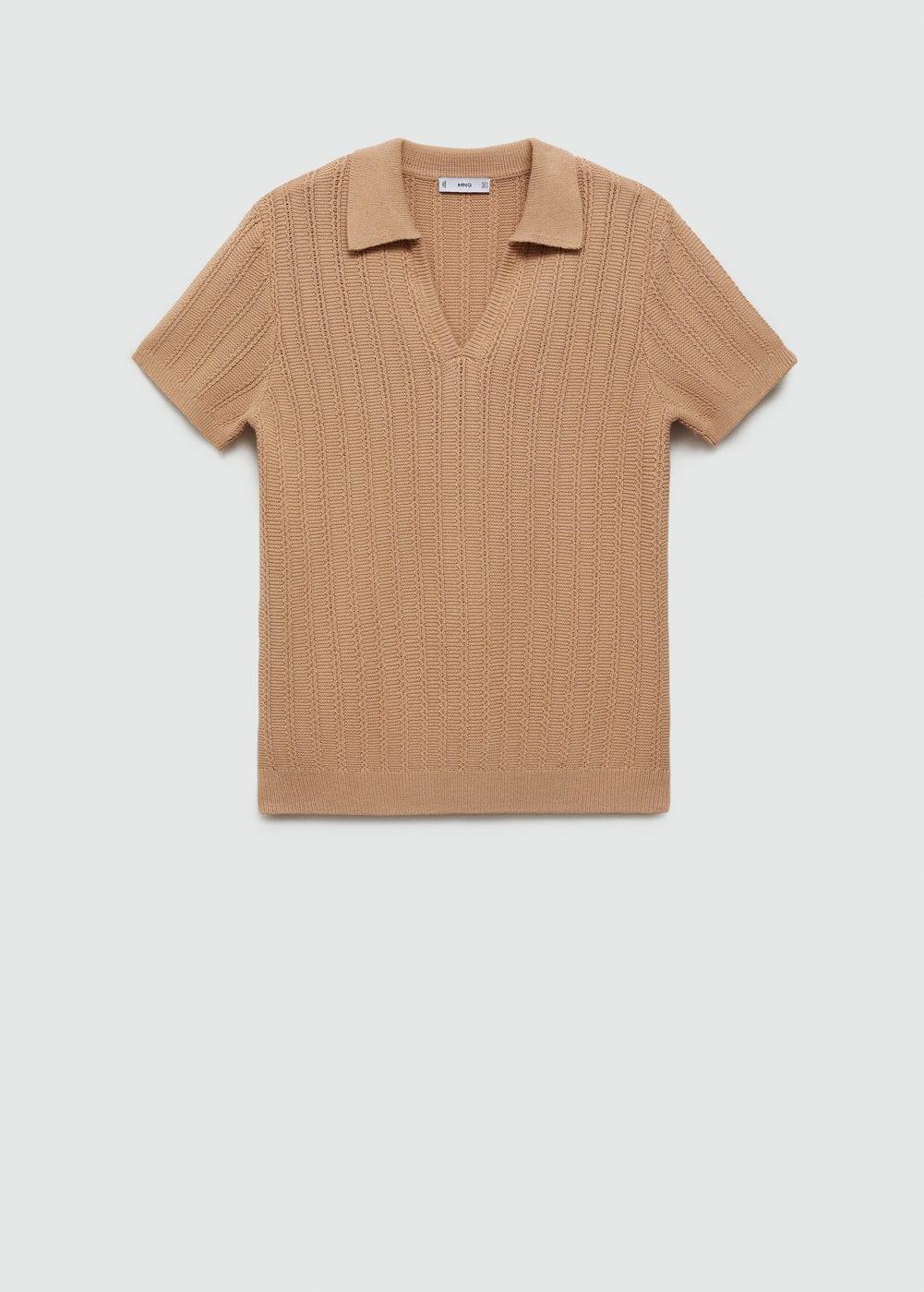 Twisted knitted cotton polo shirt - Men | MANGO USA Product Image